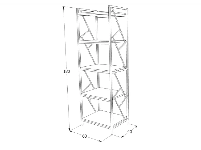 REGAL TABLO R5 Regál metalowy tablo r5 - 60 cm - Dub / Tmavo hnedá