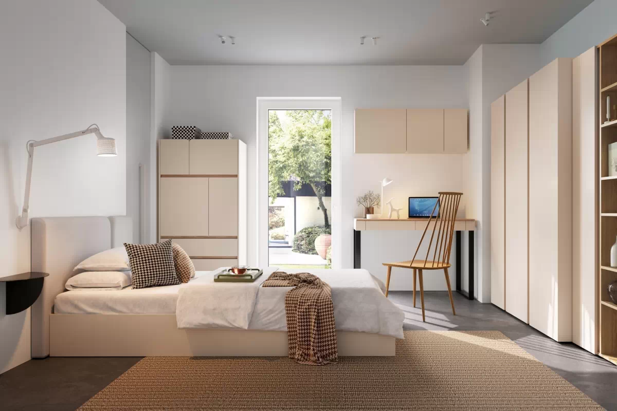 Uzavretá študentská knižnica Luca 80 cm - piesková béžová / olejovaný dub Regál Pre mladých Luca 80 cm zamkniety - bez Pieskový / Dub olejowany