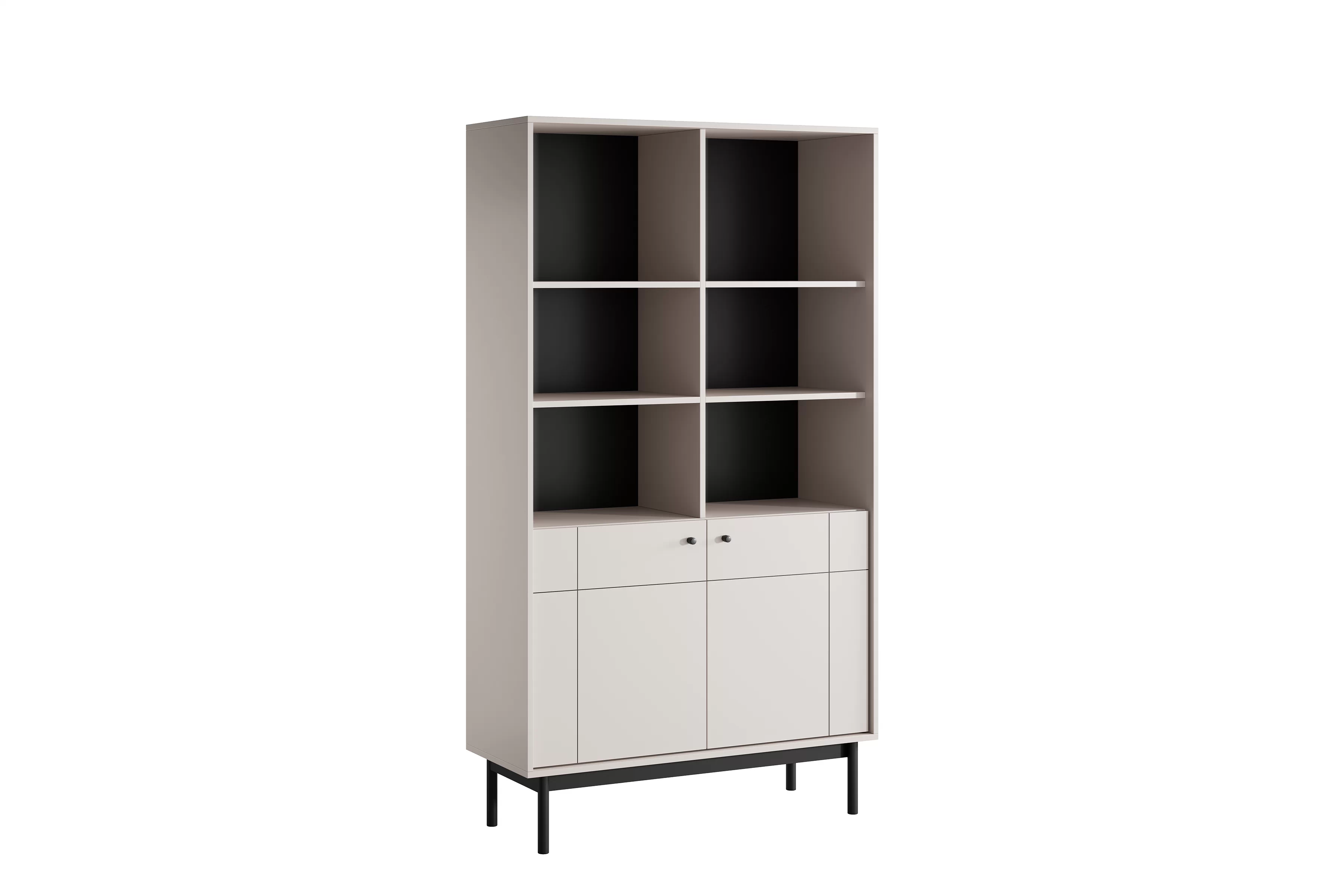 Regál Jolinio 104 cm dvoudveřový - kašmír / černé nohy Regál na ksiazki Jolinio 104 cm - kašmír / černé nožičky