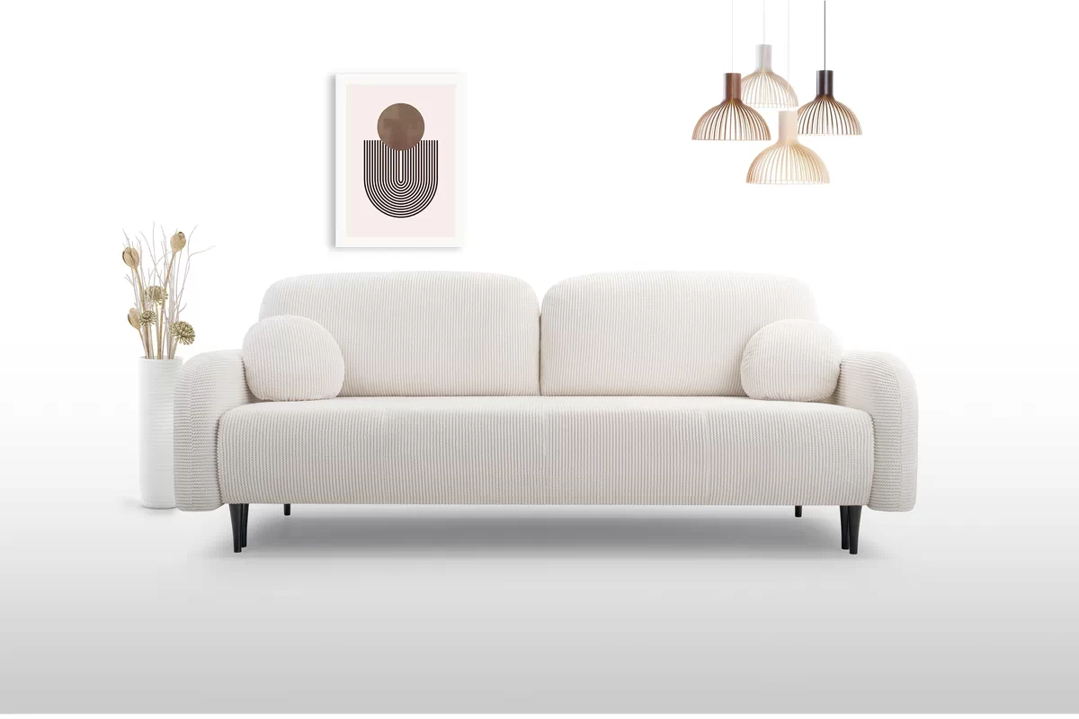 Rozkládací pohovka Locres - krémový manšestr Elma 4 Pohovka Locres s funkcí spaní - Krémový manšestr Elma 4