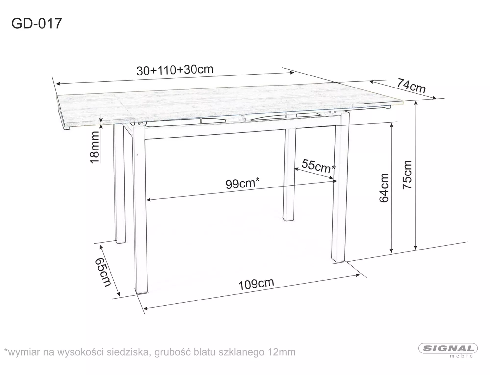 Stůl GD017 šedý 110(170)x74 stOL gd017 šedá 110(170)x74