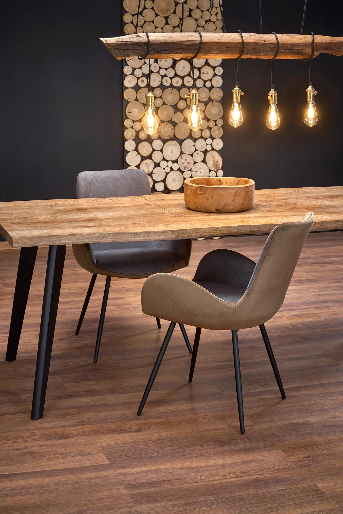 Sanvi bővíthető étkezőasztal 120-180x80 cm - natúr / fekete lábak stůl rozkladany dickson 120-160/80 - Fekete