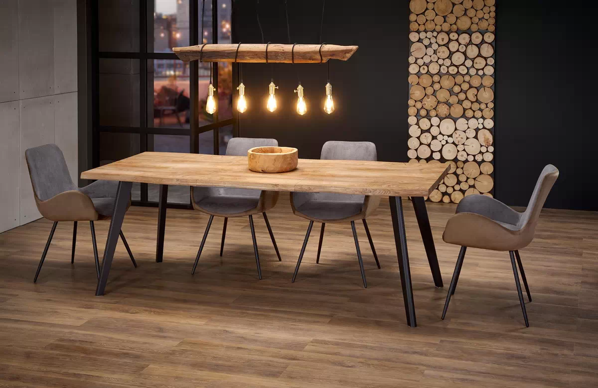 Sanvi bővíthető étkezőasztal 120-180x80 cm - natúr / fekete lábak stůl rozkladany dickson 120-160/80 - Fekete