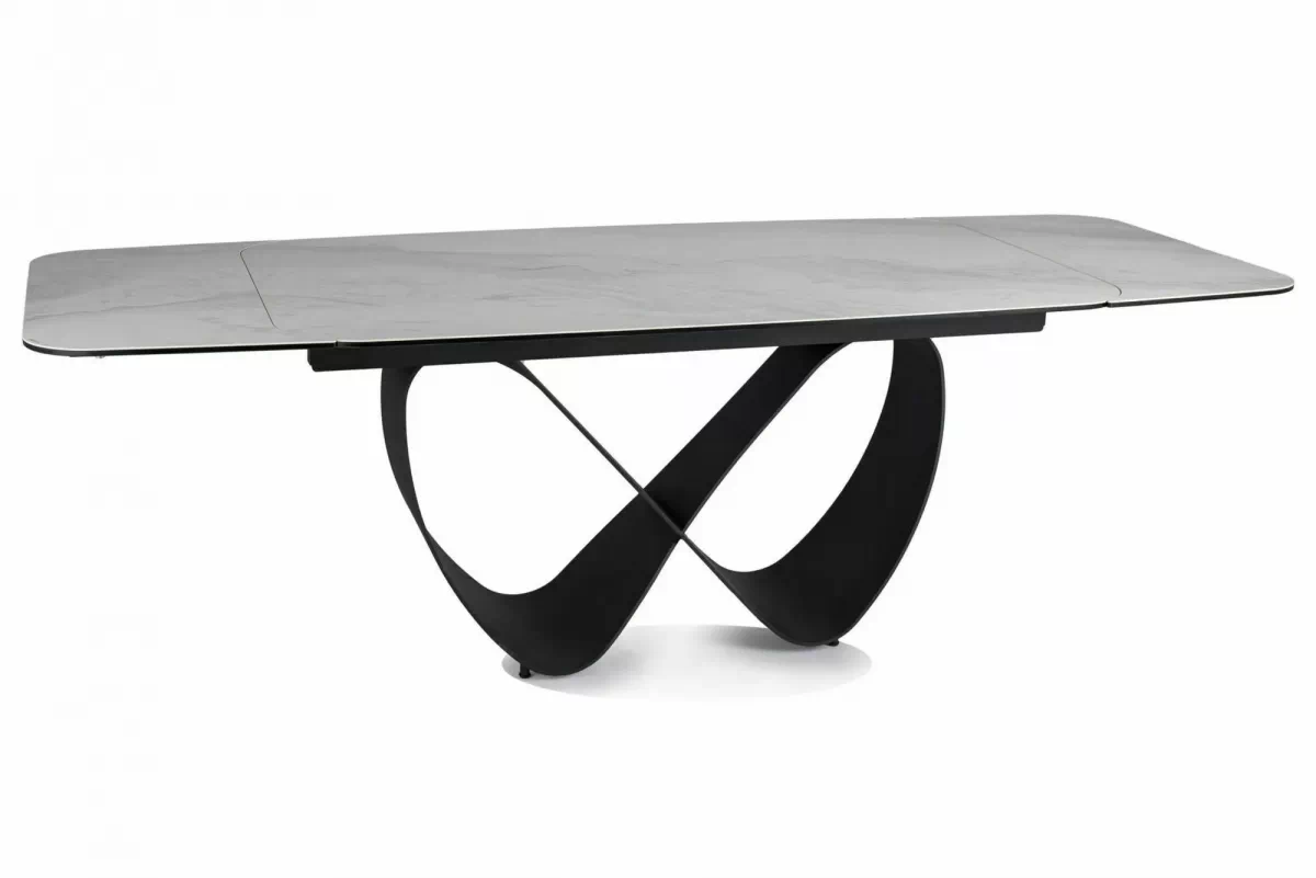 Rozkladací stôl Elunari 160-240x90 cm - prírodný mramor cloud / čierny mat Stôl rozkladany Elunari 160-240x90 cm - Biely mramor / Čierny mat