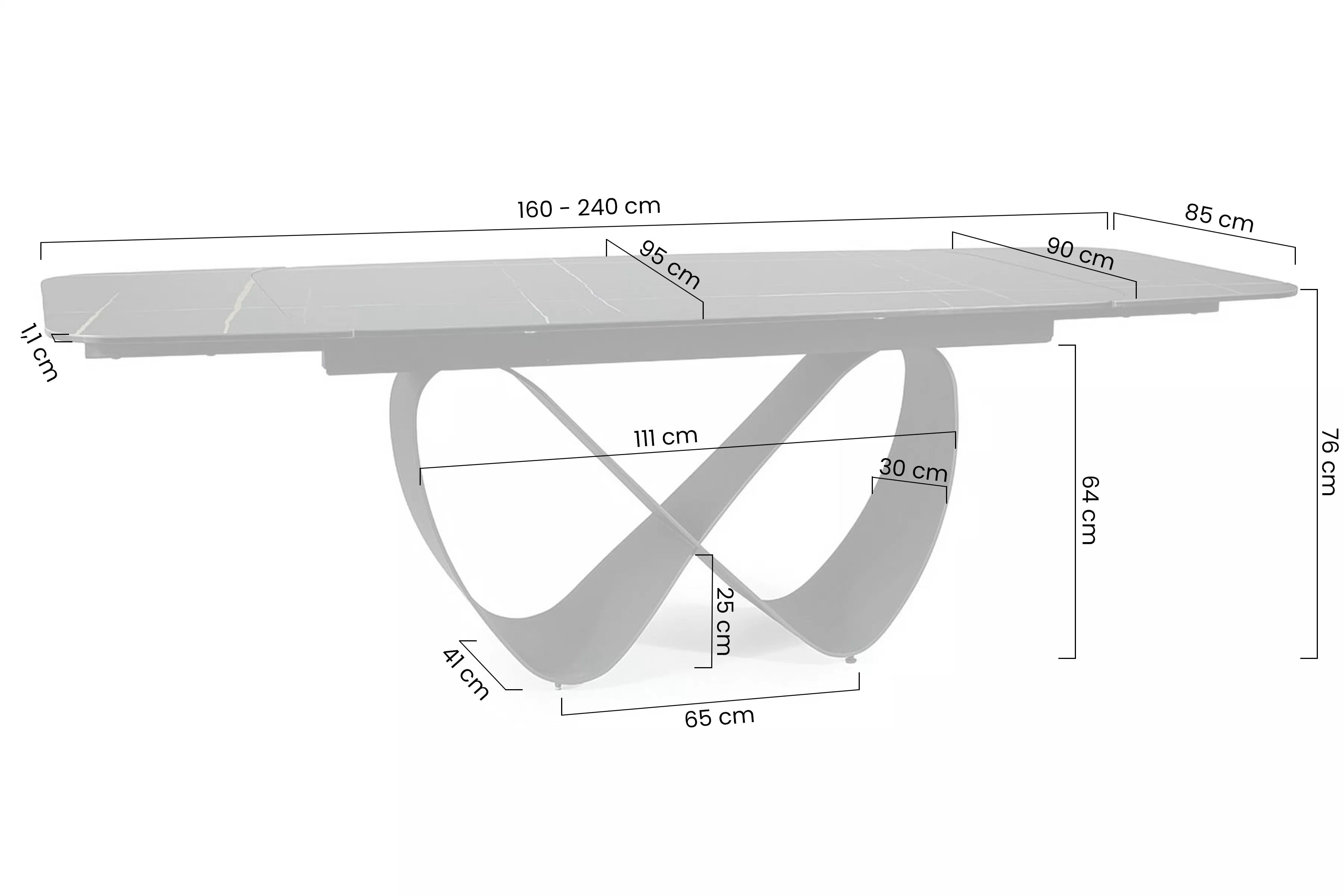Rozkladací stôl Elunari 160-240x90 cm - mramor amber bianco / matná meď Stôl rozkladany Elunari 160-240x90 cm - mramor amber bianco / miedz mat