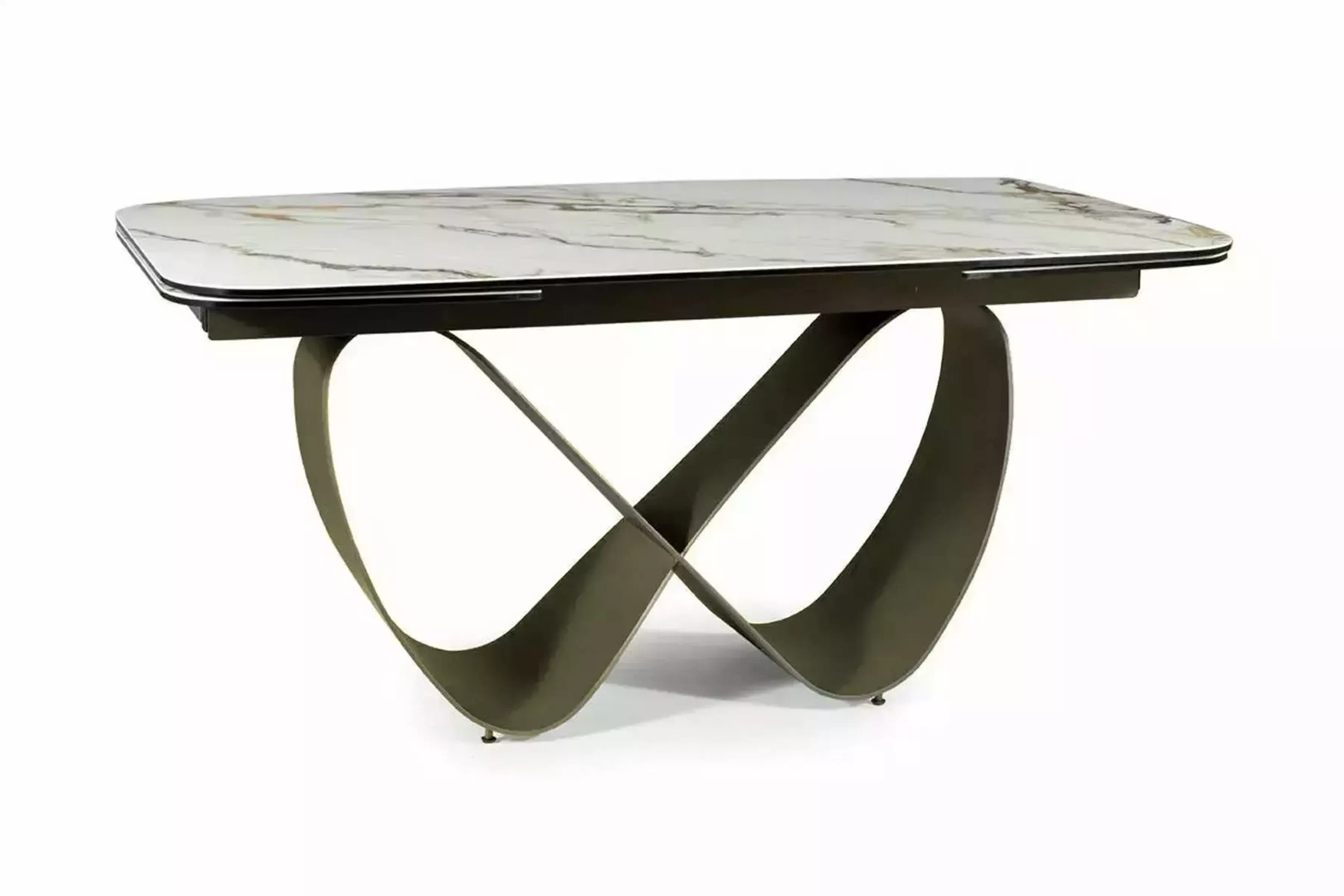 Rozkladací stôl Elunari 160-240x90 cm - mramor amber bianco / matná meď Stôl rozkladany Elunari 160-240x90 cm - mramor amber bianco / miedz mat