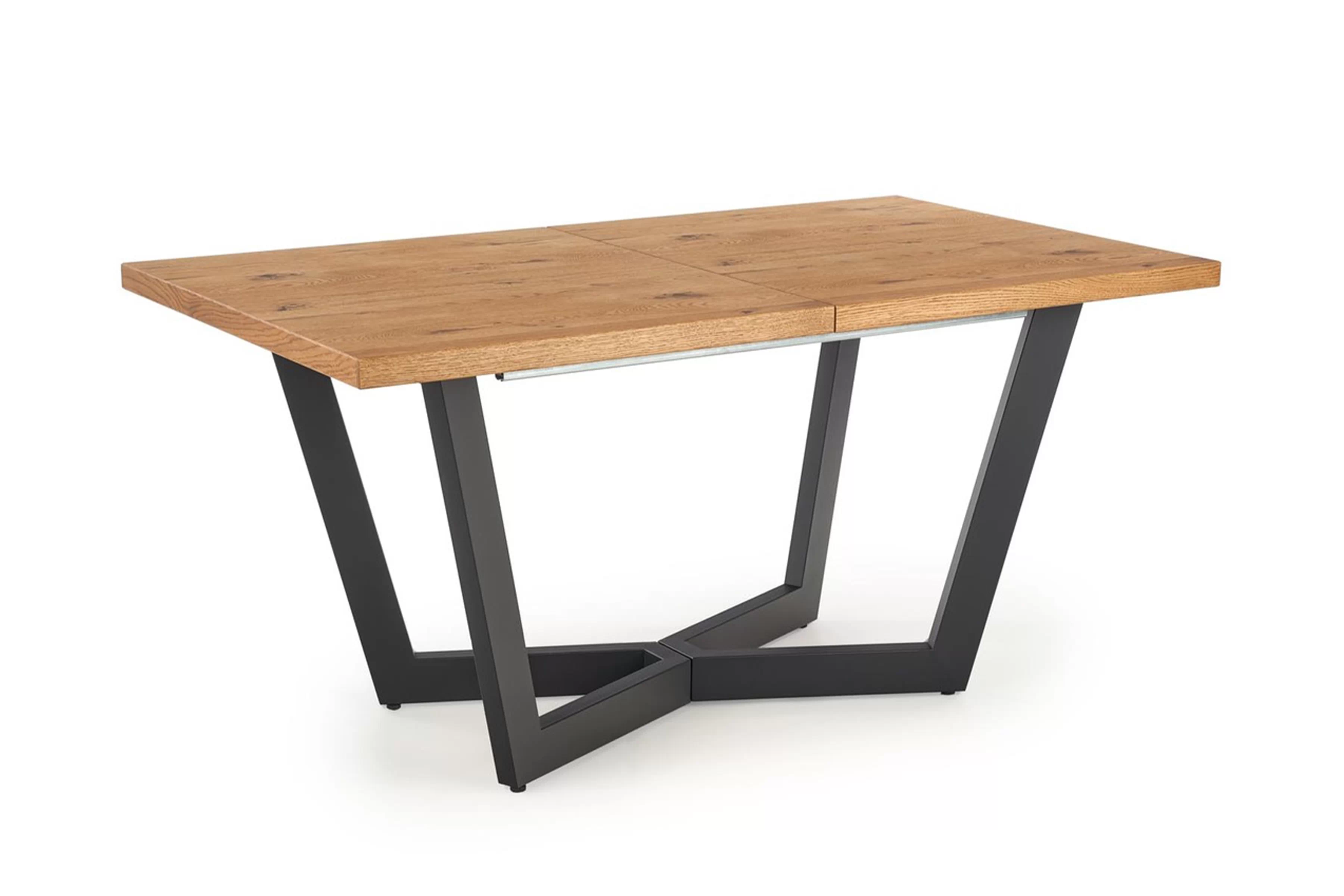 Rozkladací jedálenský stôl Salvio 160-250x90 cm drevený - svetlý dub / čierna Stôl rozkladany Salvio 160-250x90 cm Drevené - svetlý dub / čierny