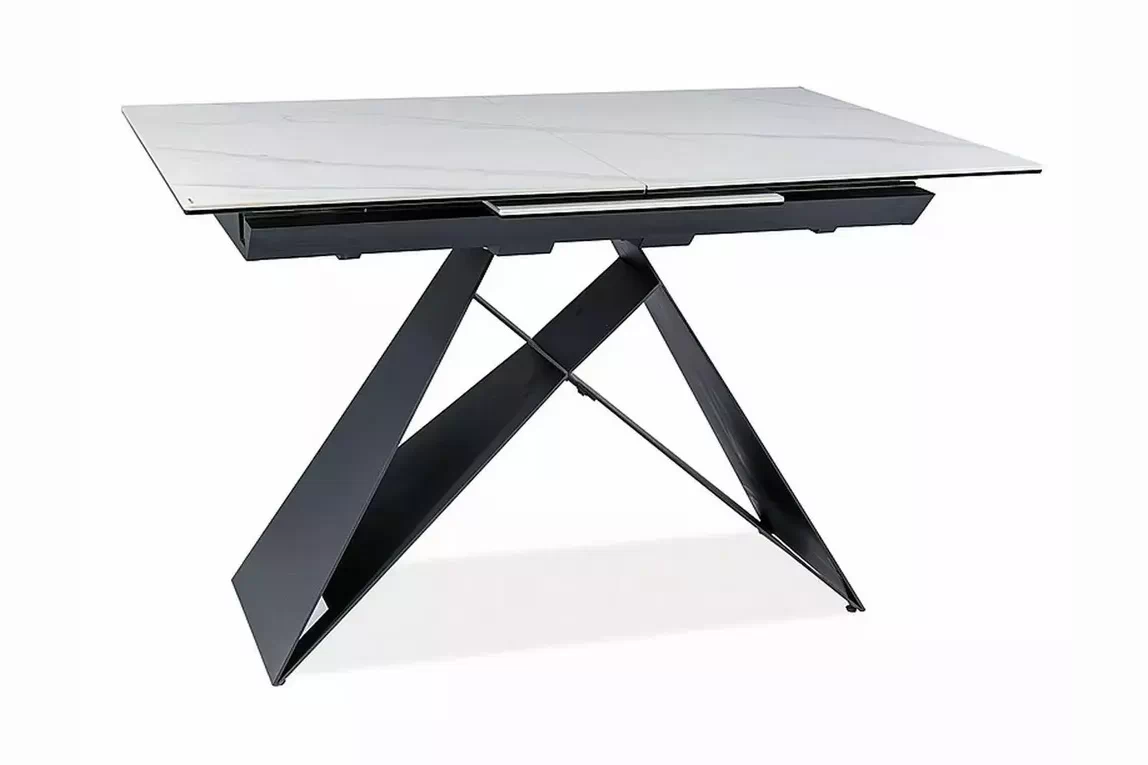 Rozkladací stôl Westin 120-160x80 cm - biely mramor / čierna Stôl rozkladany Westin 120-160x80 cm - Biely mramor / Čierny