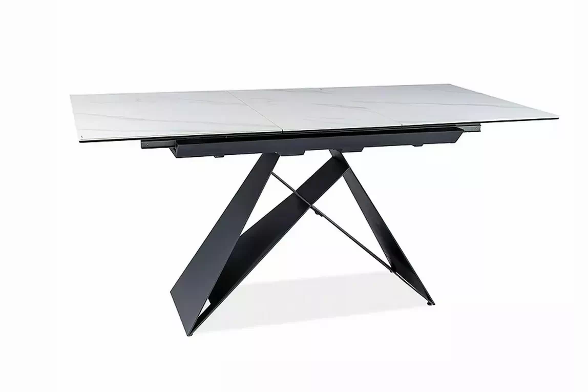 Rozkladací stôl Westin 120-160x80 cm - biely mramor / čierna Stôl rozkladany Westin 120-160x80 cm - Biely mramor / Čierny