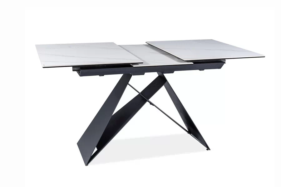 Rozkladací stôl Westin 120-160x80 cm - biely mramor / čierna Stôl rozkladany Westin 120-160x80 cm - Biely mramor / Čierny