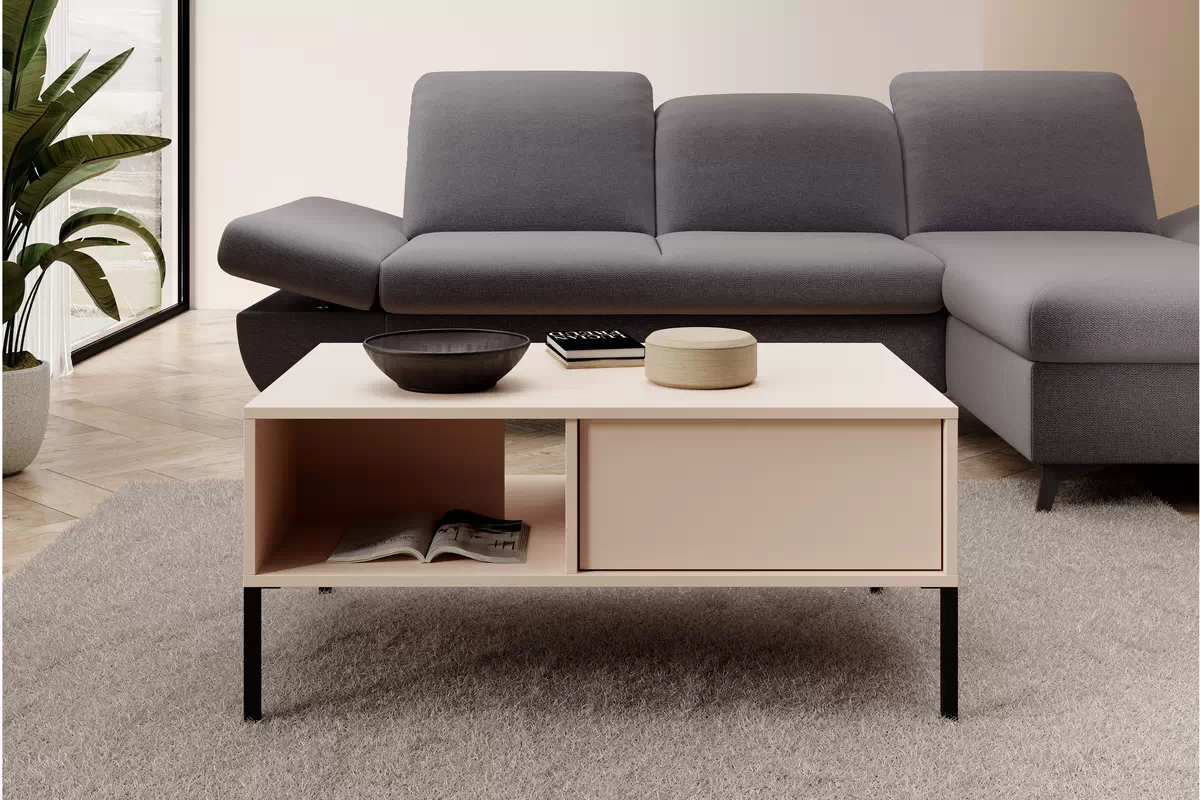 Konferenční stolek Nifan 97x60 cm se zásuvkami - béžová stolek kawowy Nifan s zásuvkami - 97x60 cm - béžový