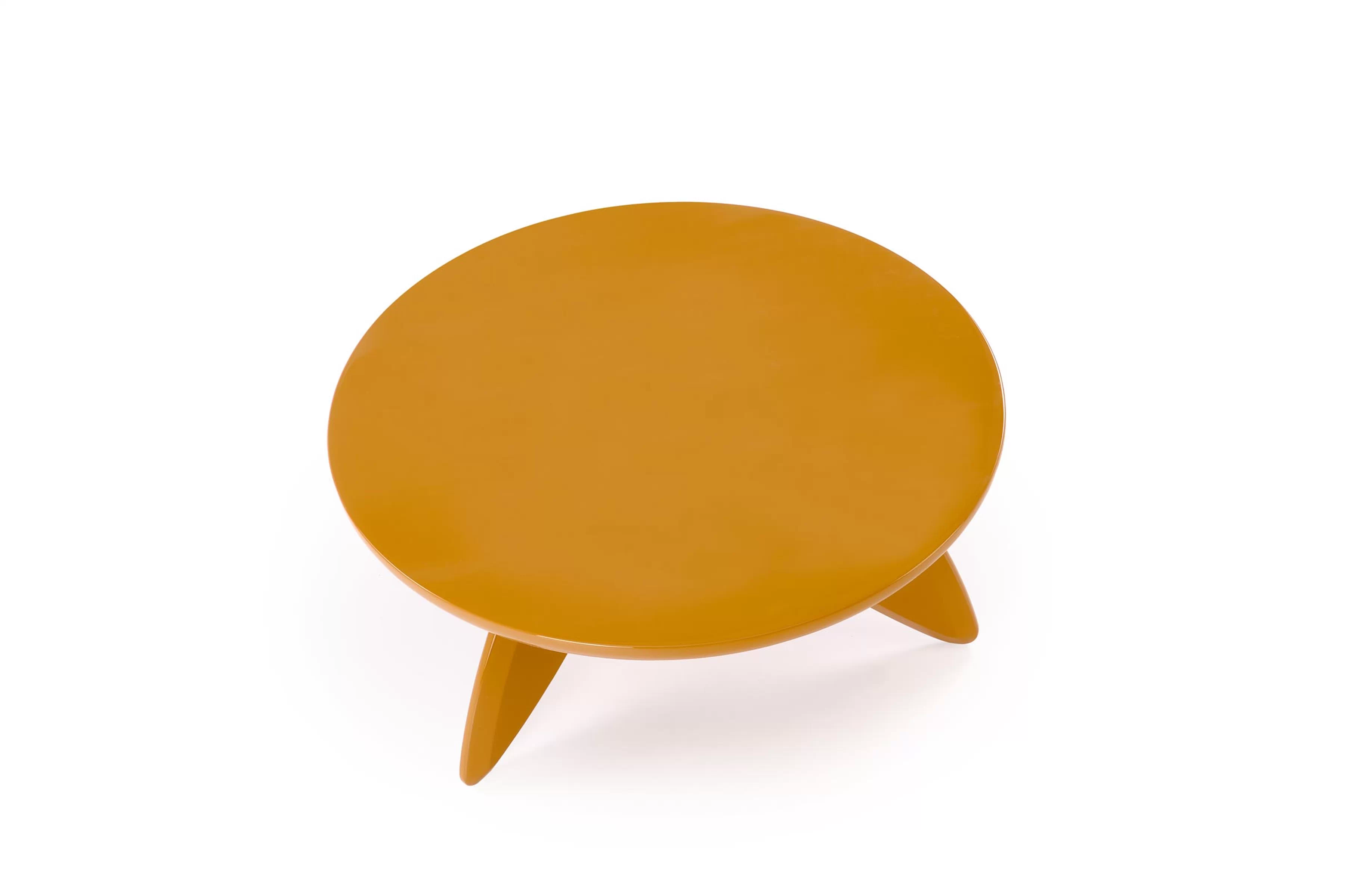 Okrúhly konferenčný stolík Lumis 80 cm - horčicový Stolík kawowy okragly Lumis 80 cm - horčicová