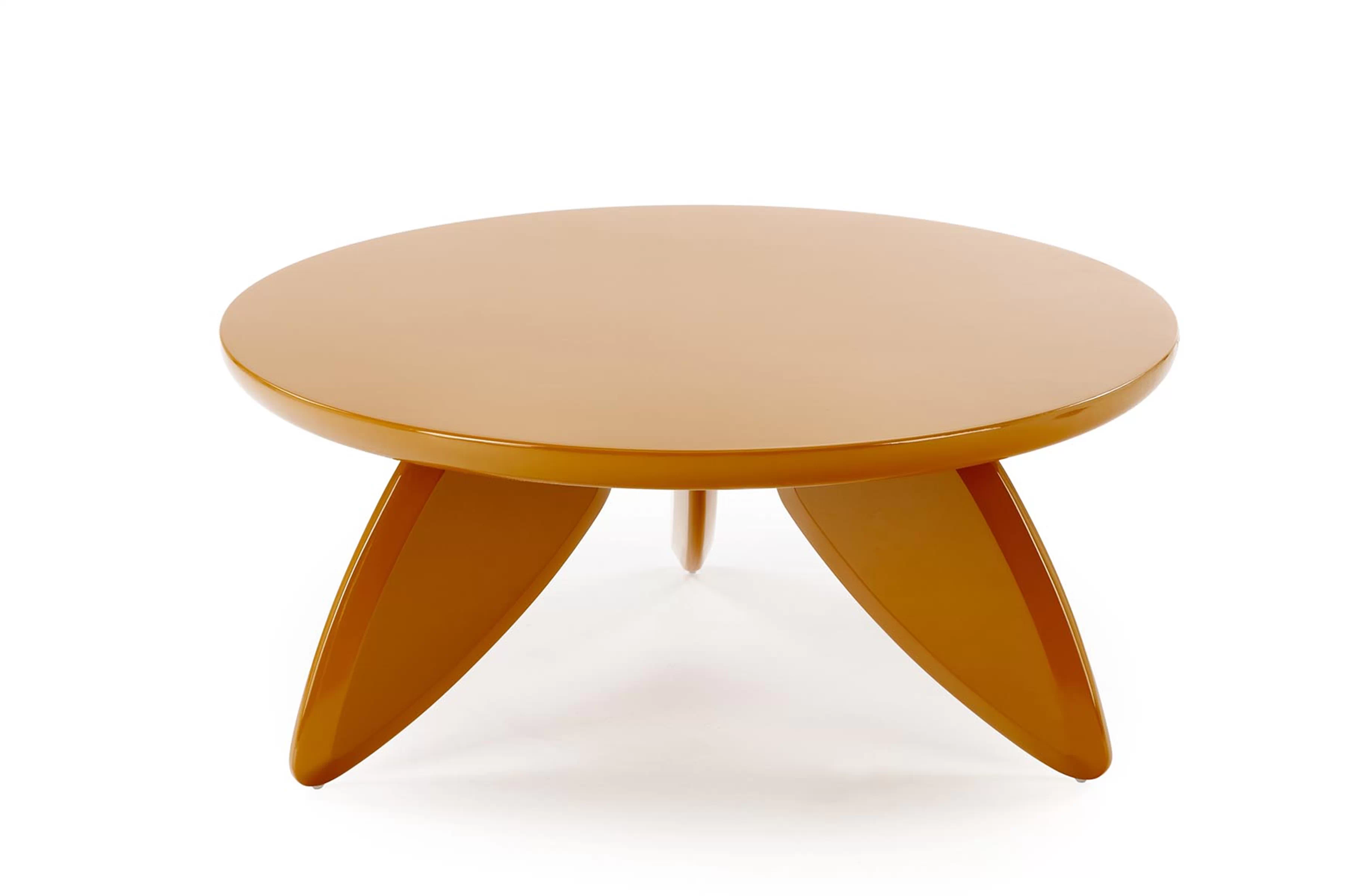 Okrúhly konferenčný stolík Lumis 80 cm - horčicový Stolík kawowy okragly Lumis 80 cm - horčicová