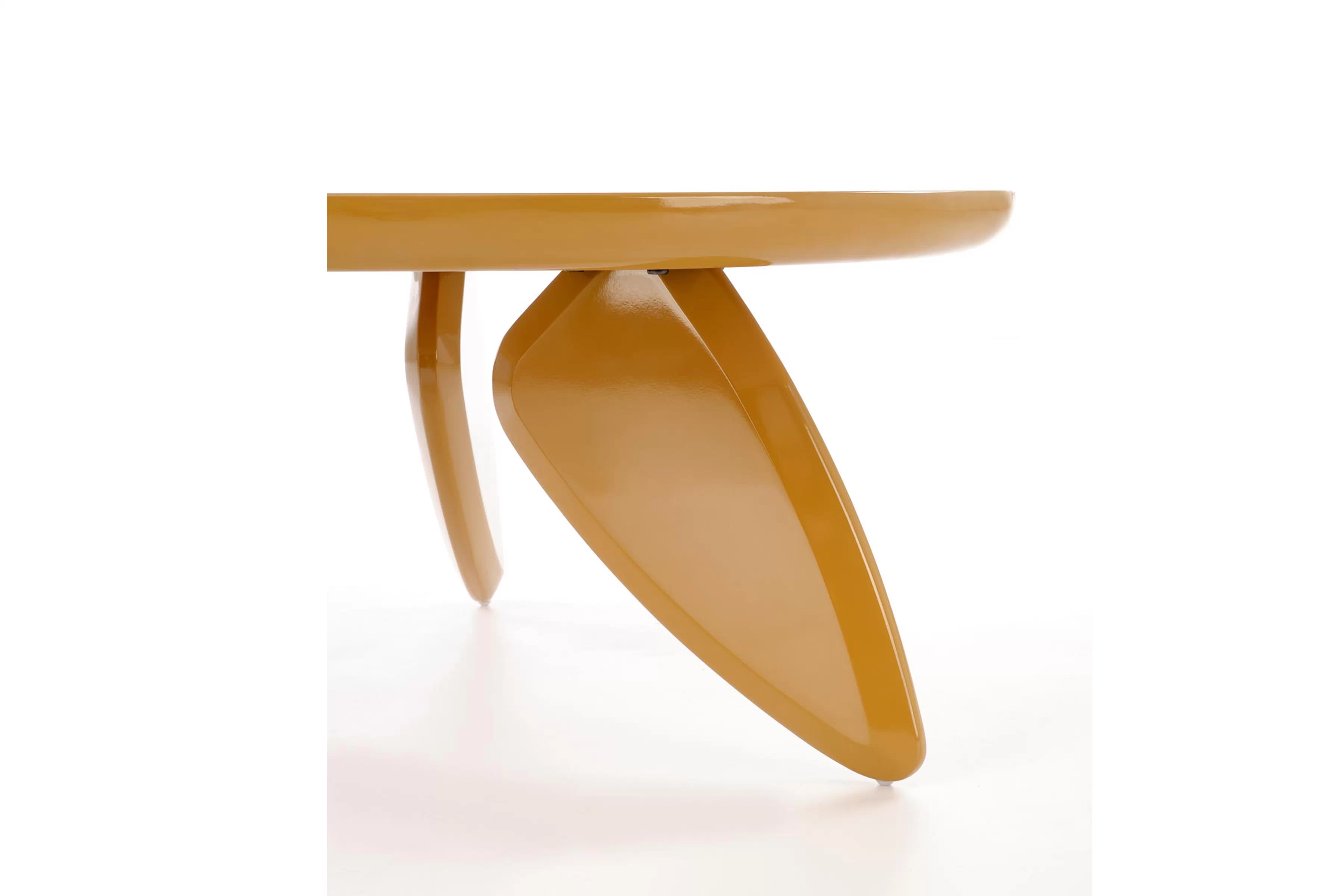 Okrúhly konferenčný stolík Lumis 80 cm - horčicový Stolík kawowy okragly Lumis 80 cm - horčicová