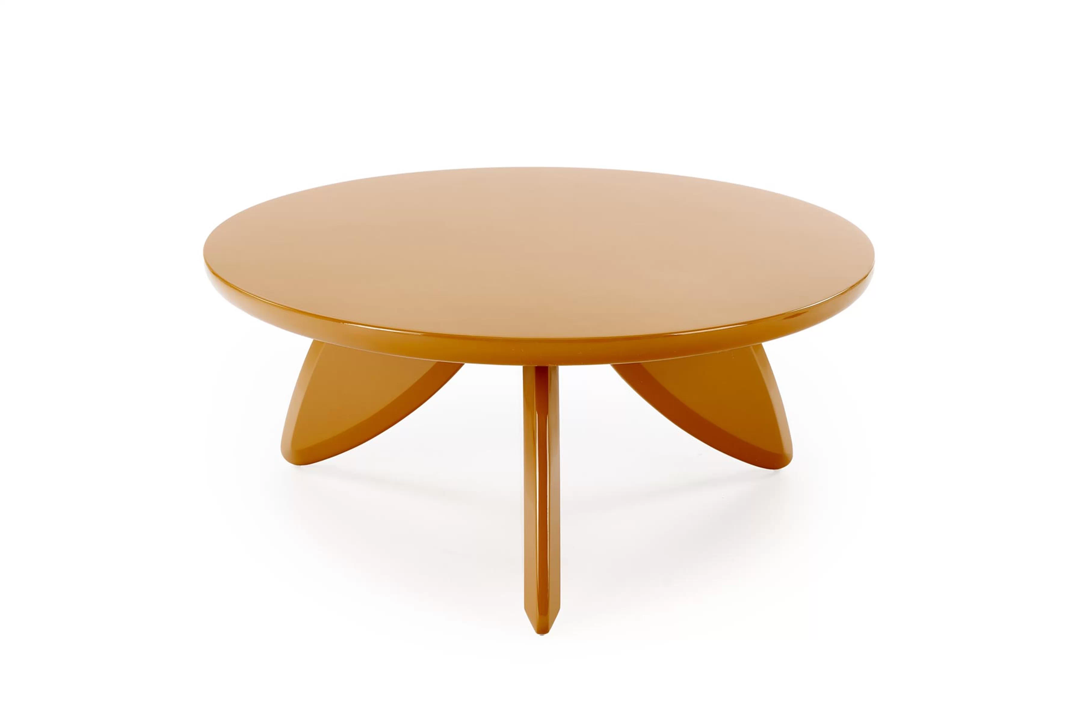 Okrúhly konferenčný stolík Lumis 80 cm - horčicový Stolík kawowy okragly Lumis 80 cm - horčicová