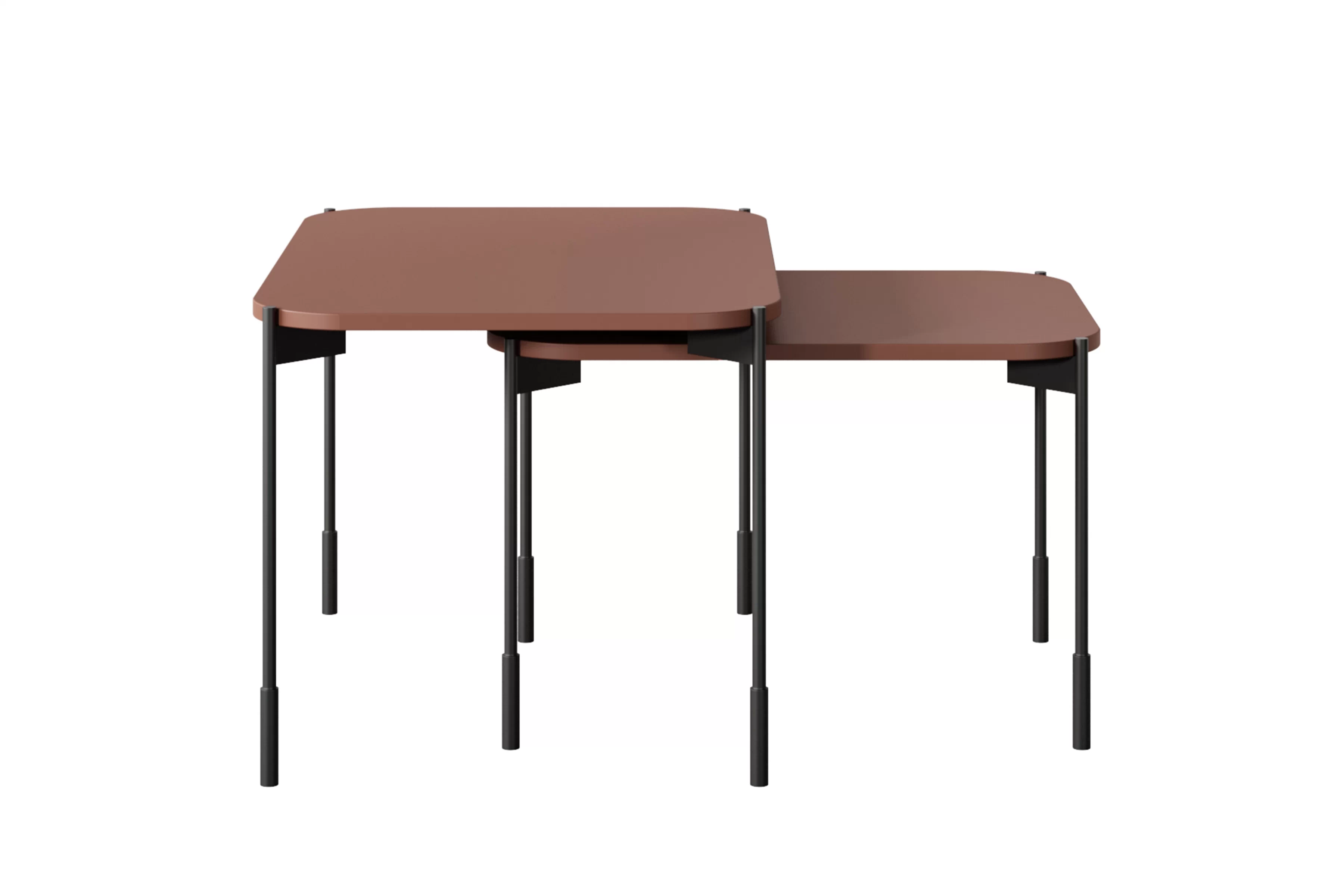 Kávový stolík Sonatia 70 cm obdĺžnikový na kovových nohách - burgund Stolík kawowy Sonatia 70 cm prostokatny na kovových nohách - burgund