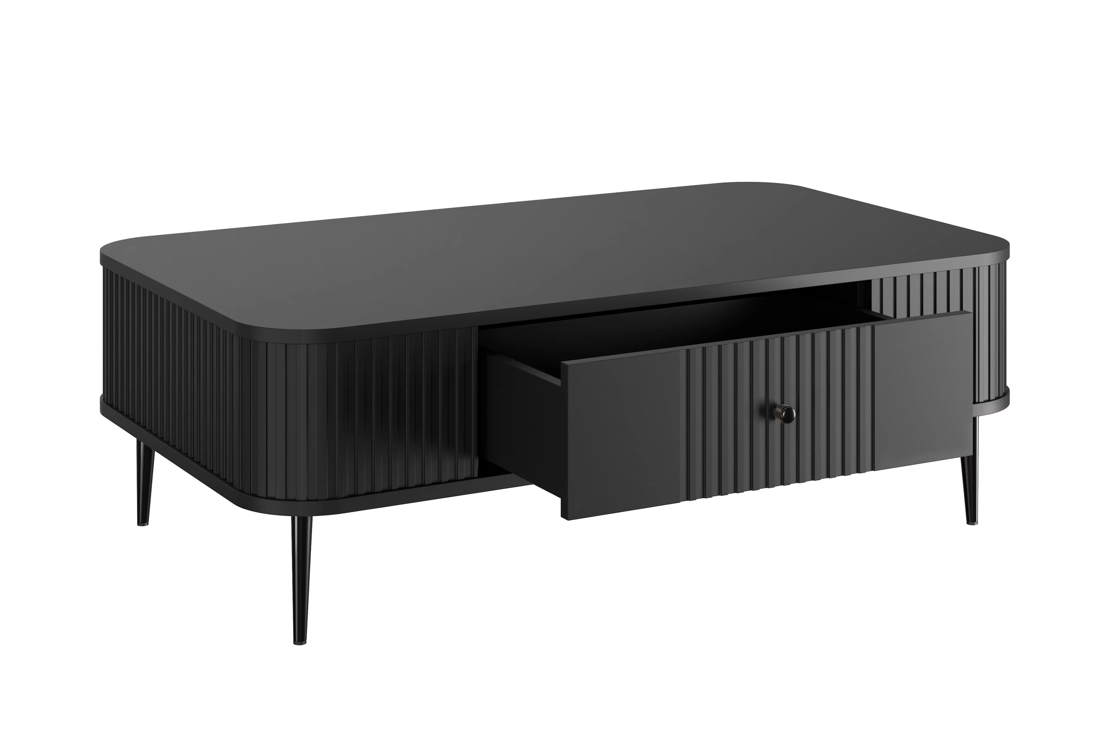 Čierny konferenčný stolík Vesper 103x60 cm so zásuvkou - čierne nohy Stolík kawowy Vesper 103x60 cm z szuflada - Čierny / čierny nožičky