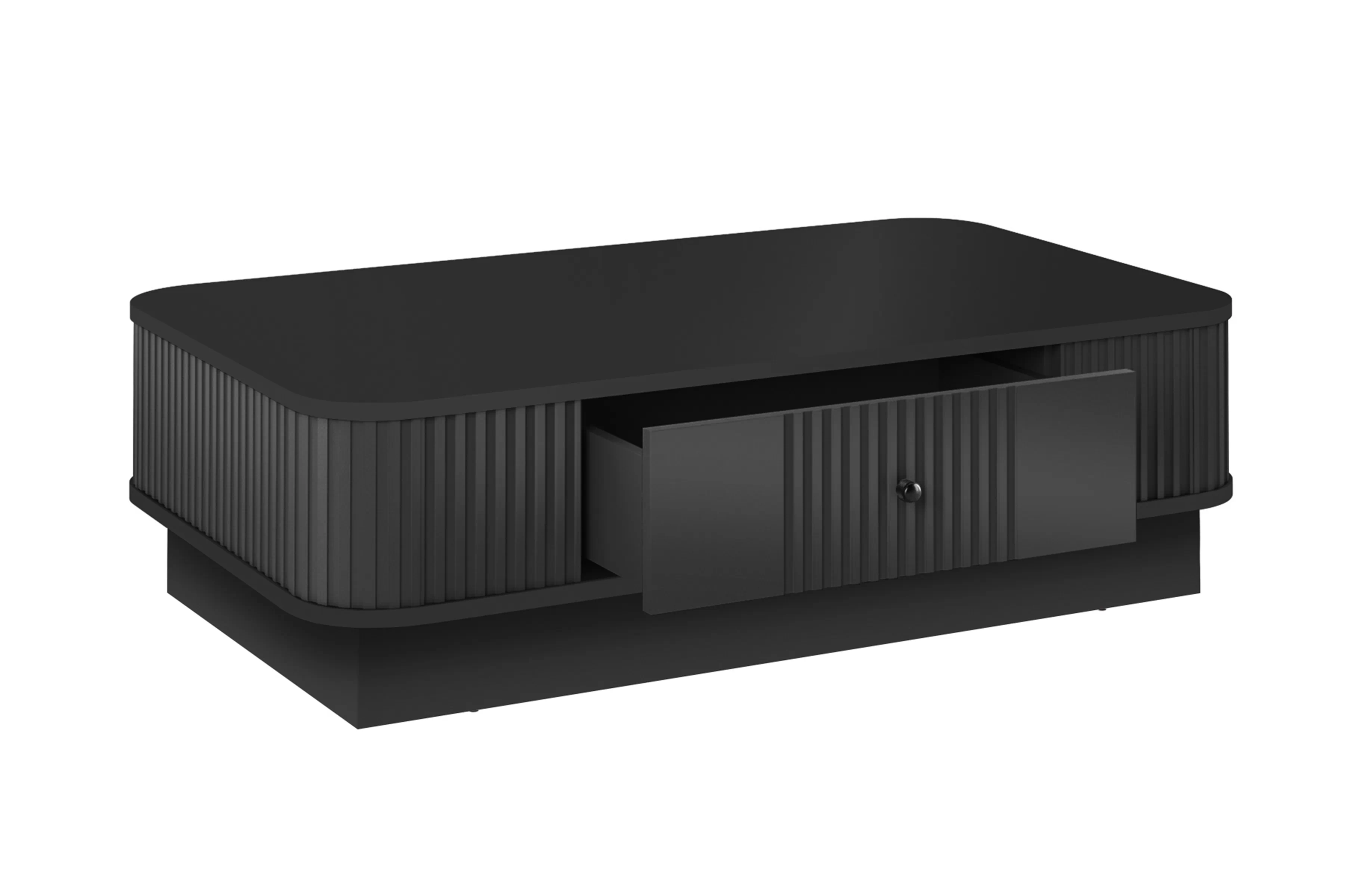 Čierny konferenčný stolík Vesper 103x60 cm so zásuvkou na sokli - čierny úchyt Stolík kawowy Vesper 103x60 cm z szuflada na sokelu - Čierny / Čierny Úchytka