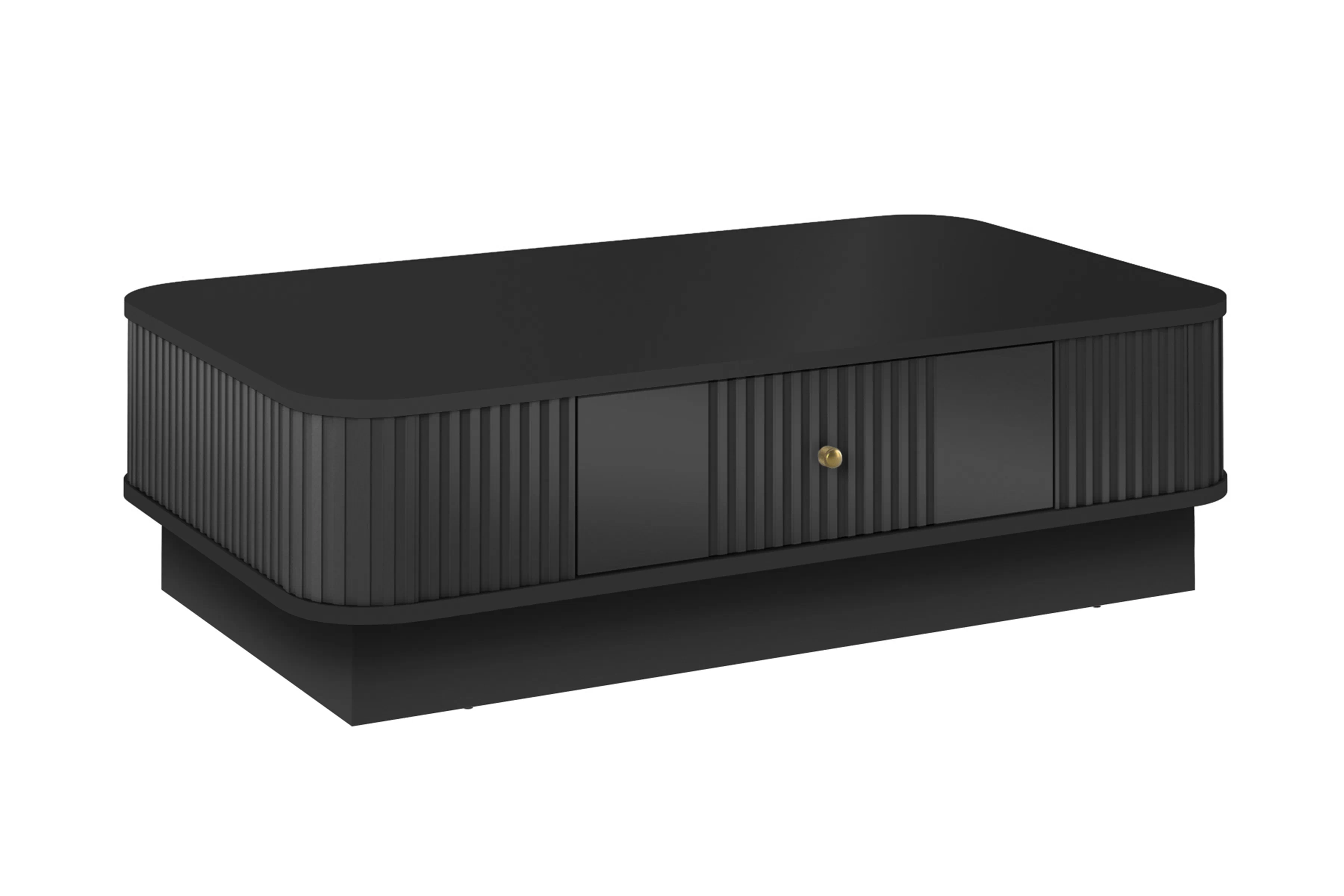 Čierny konferenčný stolík Vesper 103x60 cm so zásuvkou na sokli - zlatá úchytka Stolík kawowy Vesper 103x60 cm z szuflada na sokelu - Čierny / zlaté Úchytka