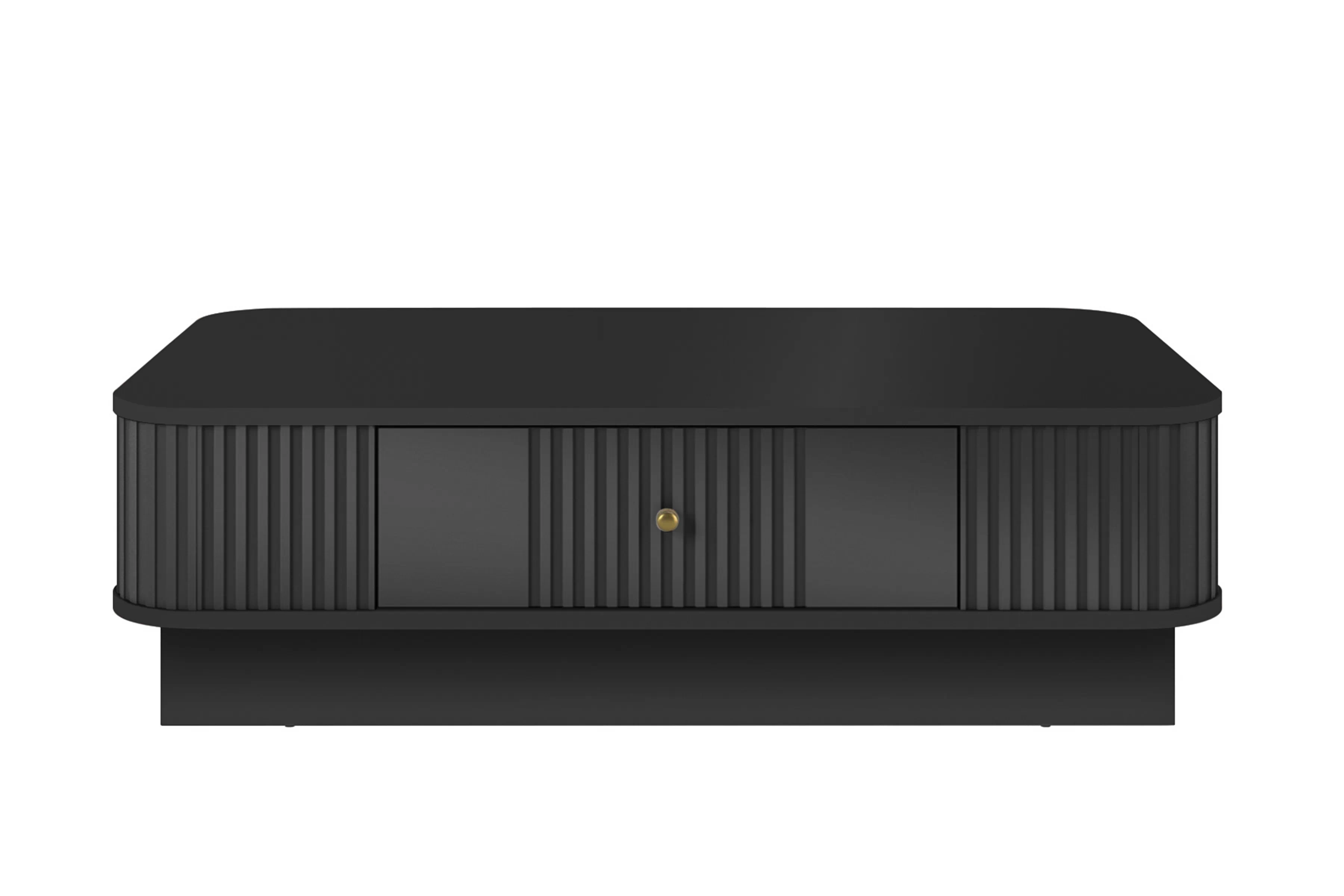 Čierny konferenčný stolík Vesper 103x60 cm so zásuvkou na sokli - zlatá úchytka Stolík kawowy Vesper 103x60 cm z szuflada na sokelu - Čierny / zlaté Úchytka