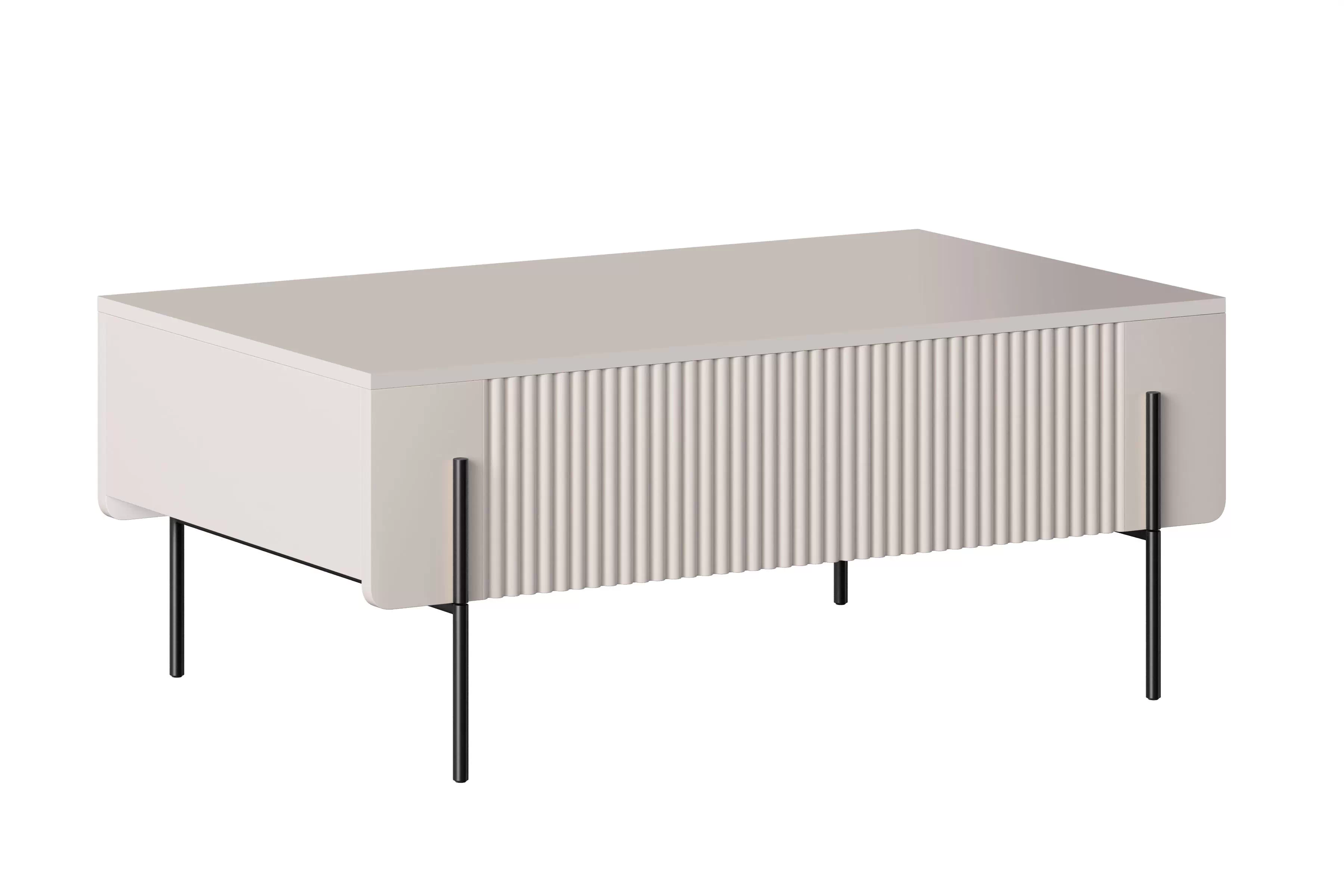 Konferenčný stolík Malmi 100 cm - kašmírová / čierna Stolík kawowy so zásuvkami Malmi 100 cm - kašmír / čierny nozki