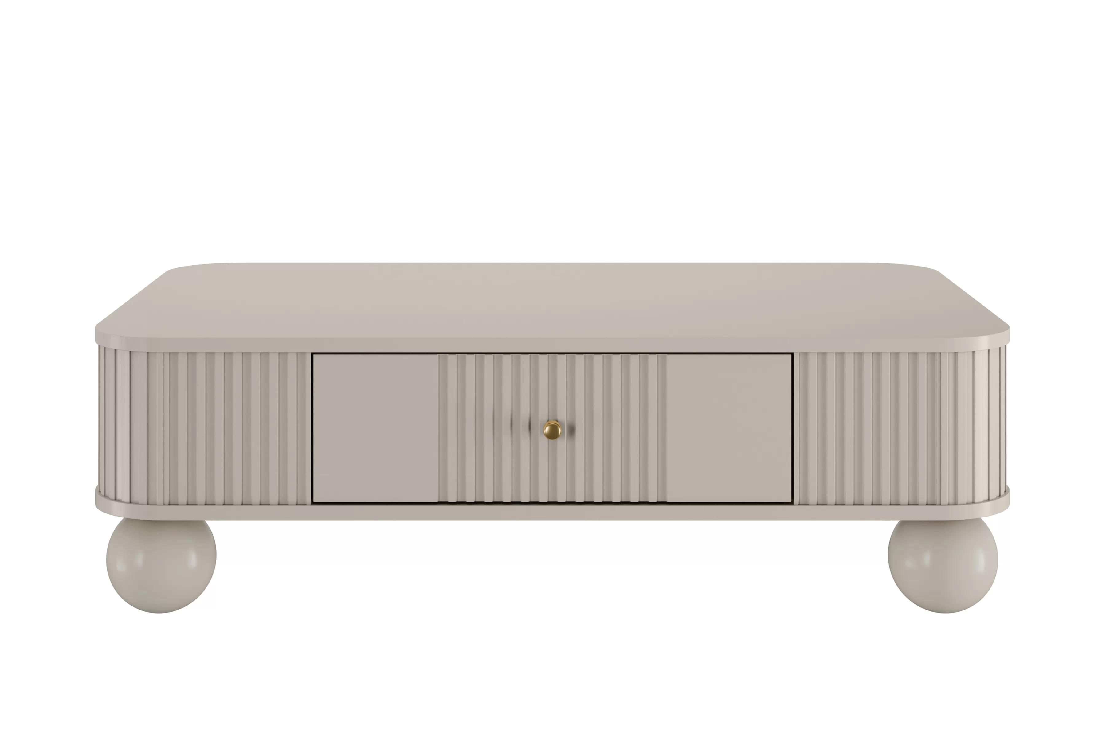 Kávový stolík Vesper 103x60 cm so zásuvkou - kasmír / zlaté úchyty / guľové nohy Stolík kawowy z szuflada Vesper 103x60 cm - kašmír / zlote úchyty / nožičky kule