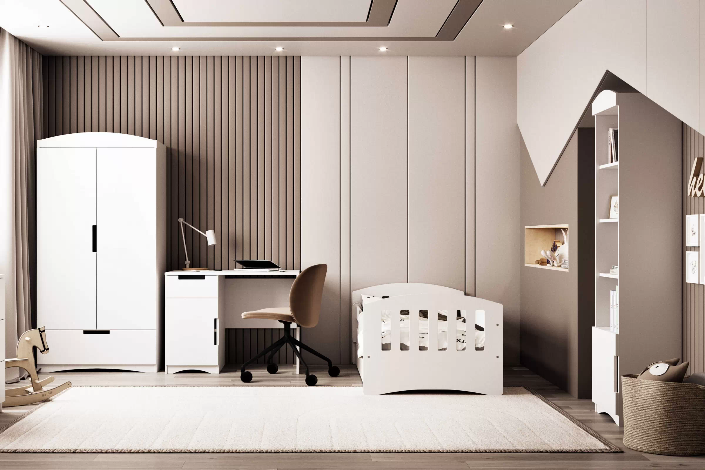 Detská šatníková skriňa Guli 90 cm so zásuvkou - biela Skriňa dziecieca Guli 90 cm z szuflada - Biely