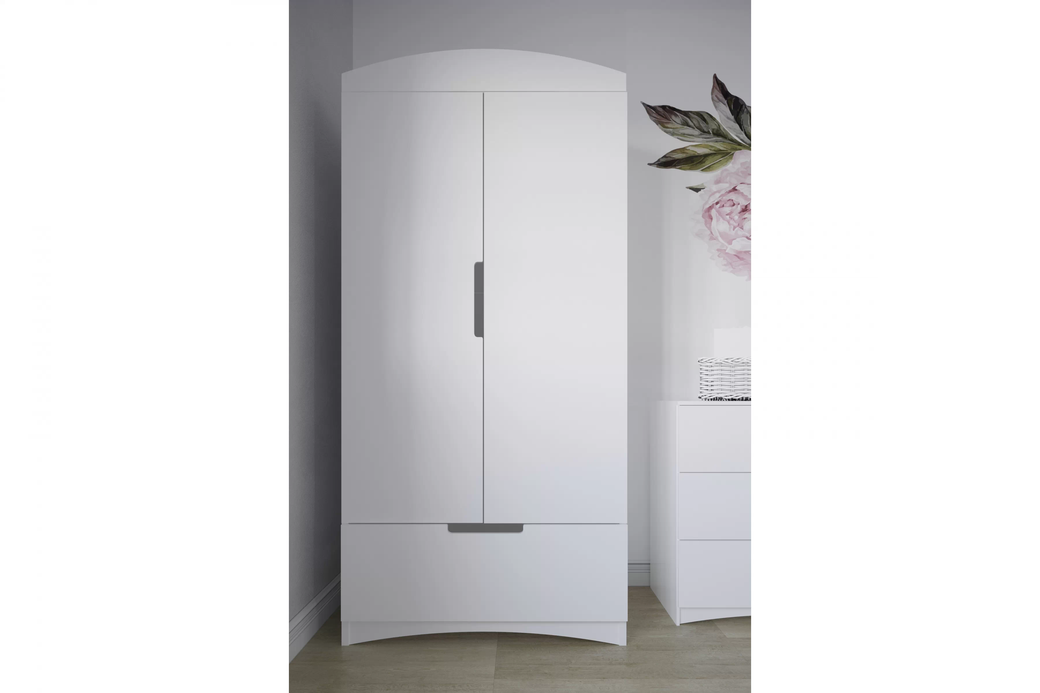 Detská šatníková skriňa Guli 90 cm so zásuvkou - biela Skriňa dziecieca Guli 90 cm z szuflada - Biely