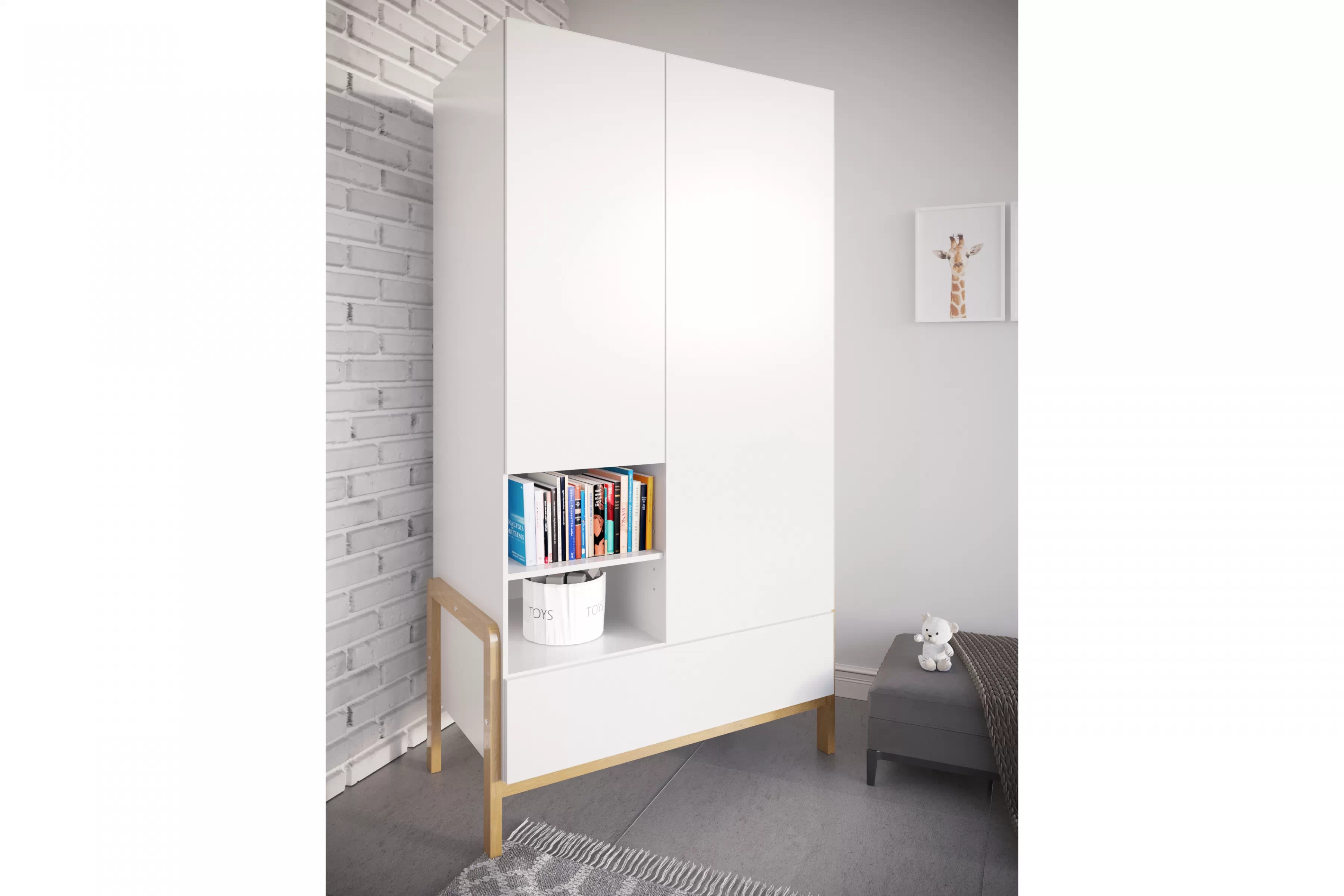 Detská šatníková skriňa Silia 100 cm - alpská biela / dub Skriňa dziecieca Silia 100 cm - Biela alpejska / Dub