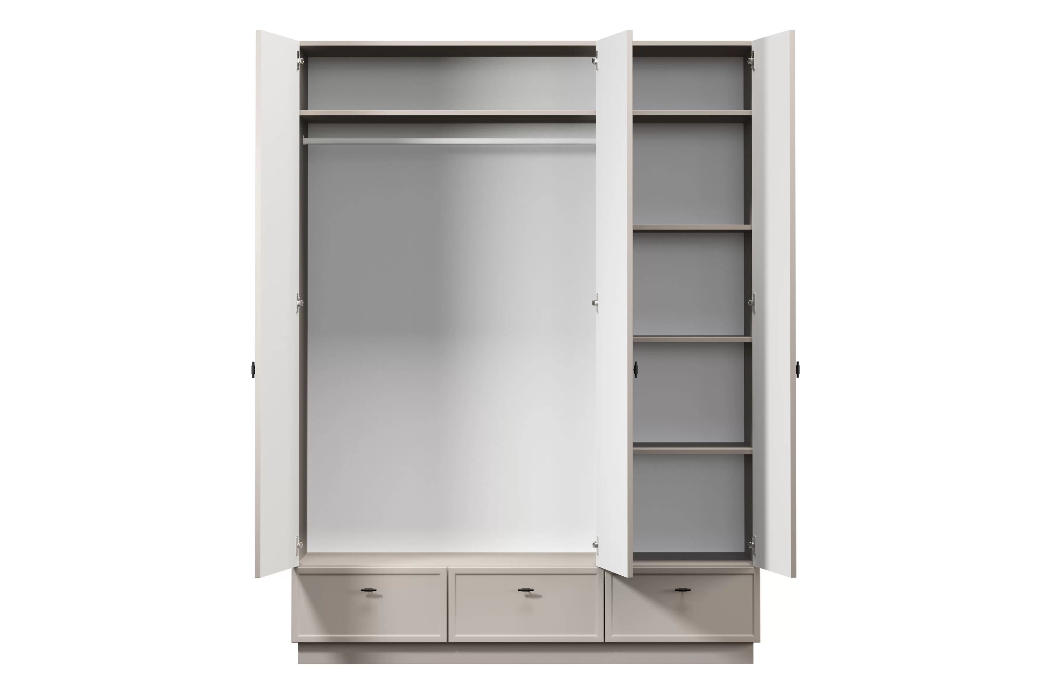 Šatníková skriňa Lorini 150 cm - kašmírová / čierne úchytky T Skriňa Lorini 150 cm z policami - kašmír / čierny úchyty T-bar