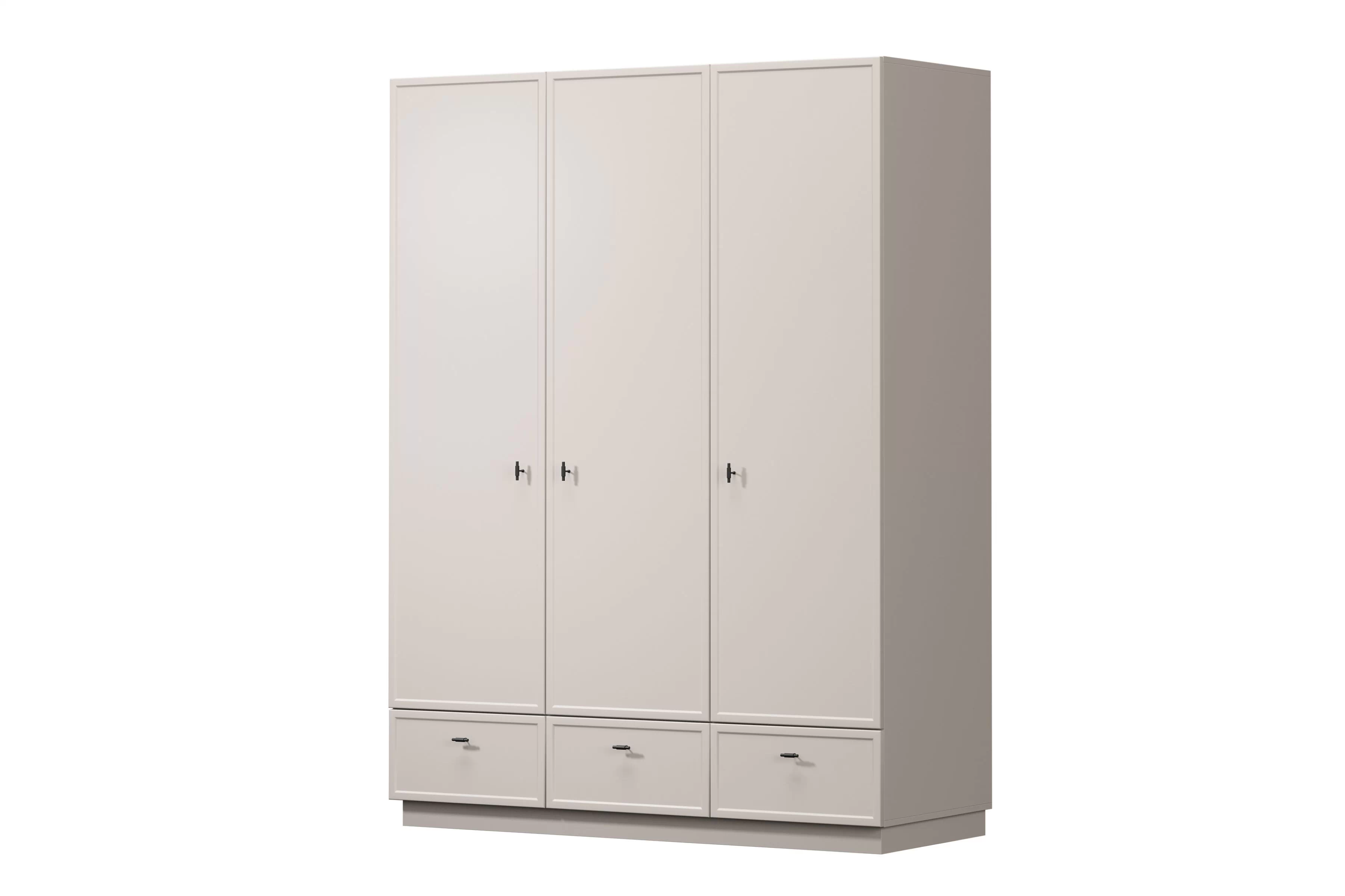 Šatníková skriňa Lorini 150 cm - kašmírová / čierne úchytky T Skriňa Lorini 150 cm z policami - kašmír / čierny úchyty T-bar