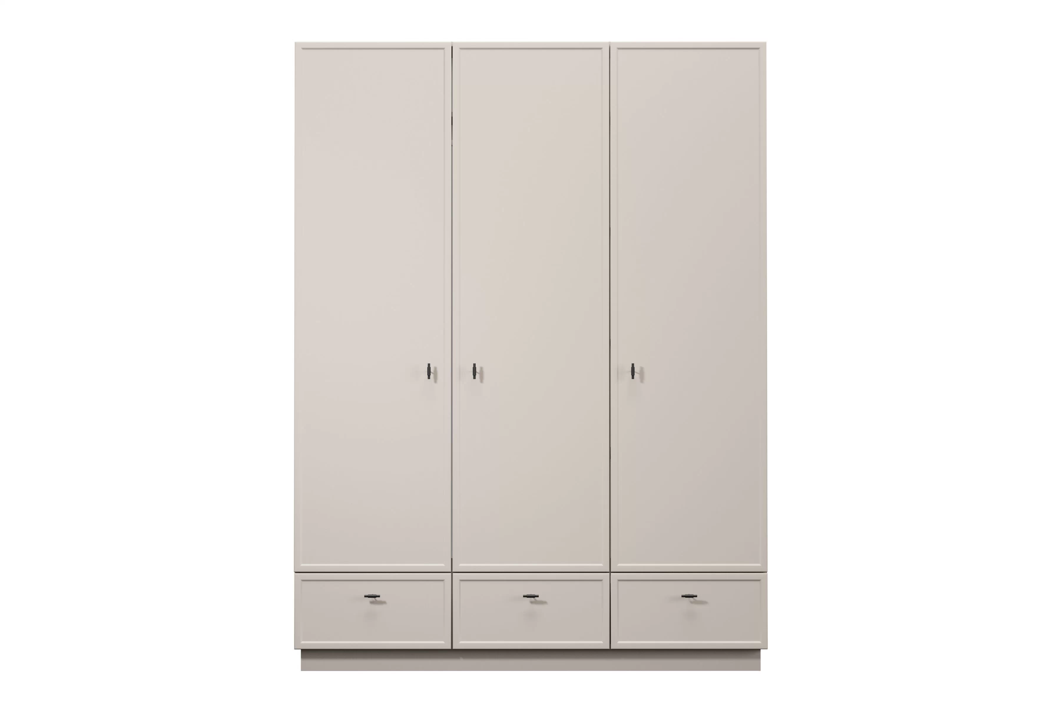 Šatníková skriňa Lorini 150 cm - kašmírová / čierne úchytky T Skriňa Lorini 150 cm z policami - kašmír / čierny úchyty T-bar