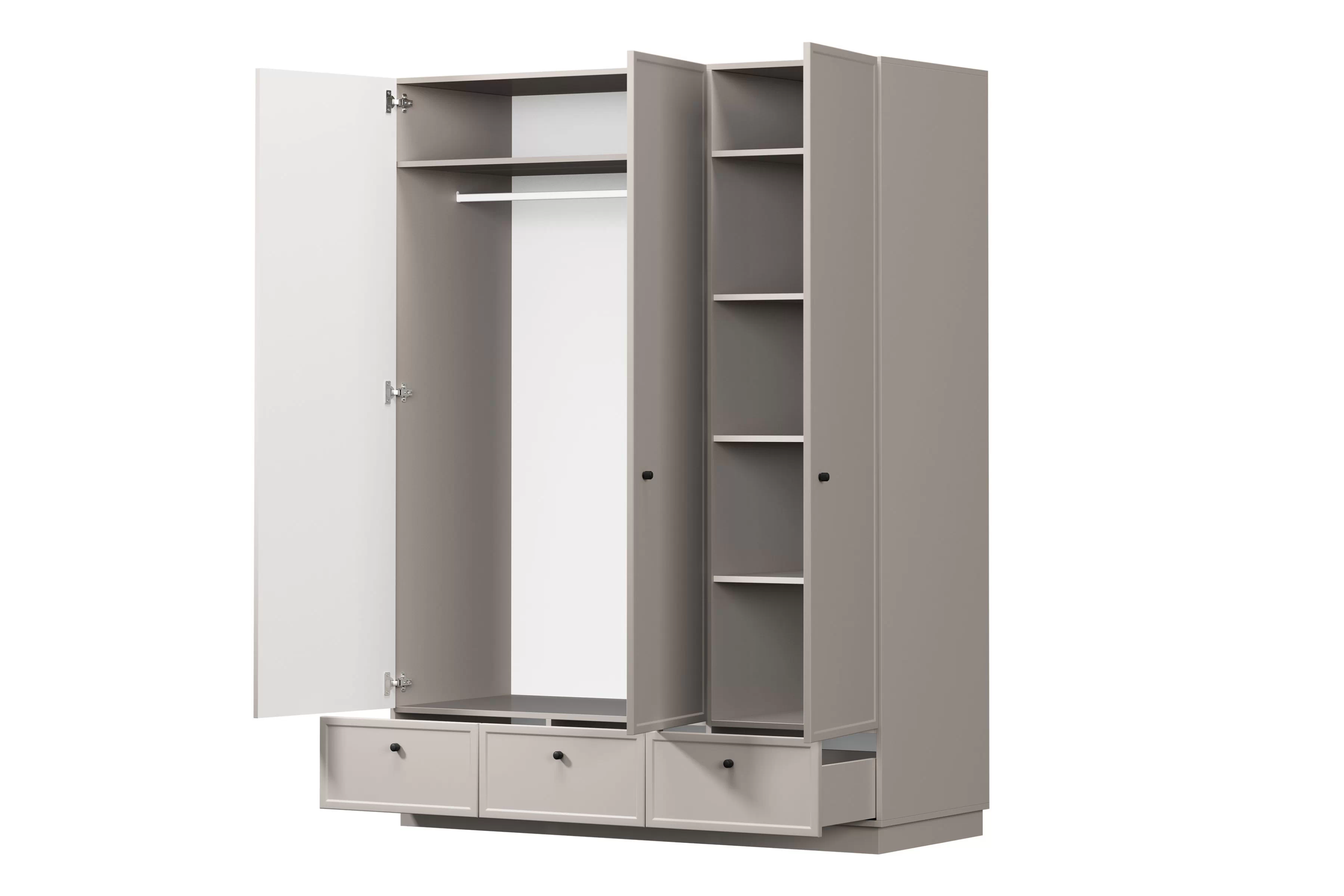 Šatníková skriňa Lorini 150 cm - kašmírová / čierne úchytky G Skriňa Lorini 150 cm z policami - kašmír / čierny úchyty