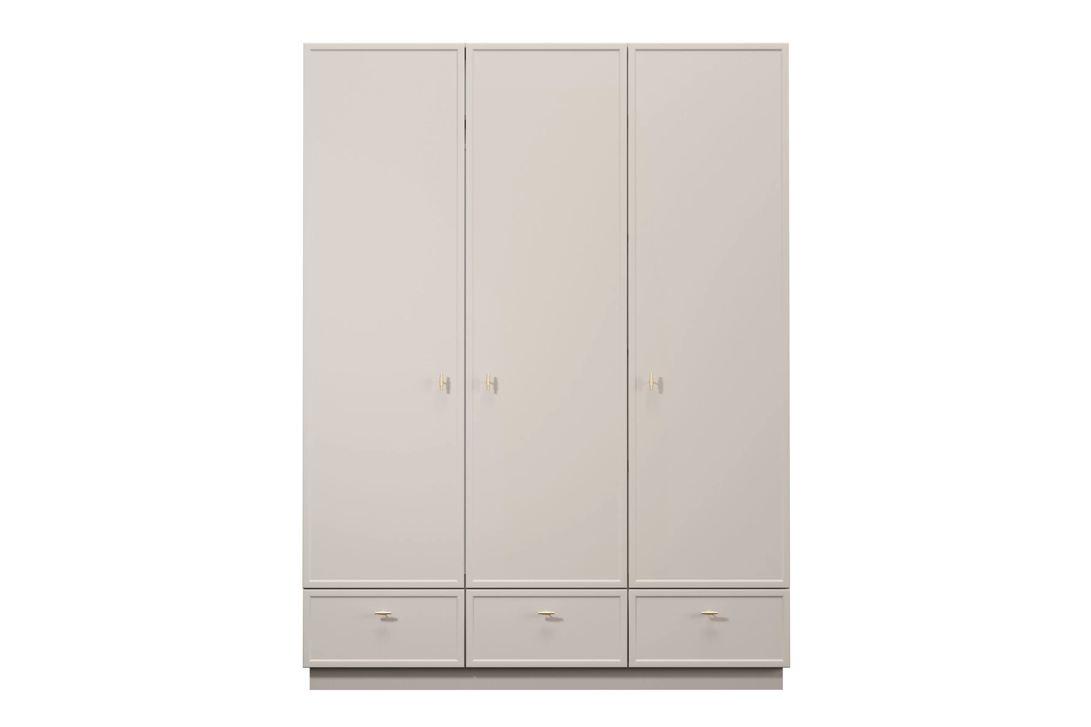 Šatníková skriňa Lorini 150 cm - kašmírová / zlaté úchytky T Skriňa Lorini 150 cm z policami - kašmír / zlote úchyty T-bar