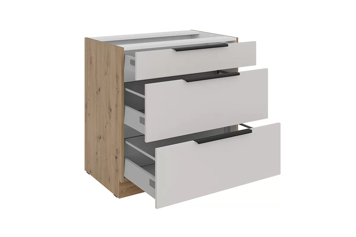 Kuchyňská spodní skříňka Arvani D80 S3 se zásuvkami - kašmír / dub artisan skříňka kuchyňská spodní Arvani D80 S3 z szufladamia - kašmír / dub artisan