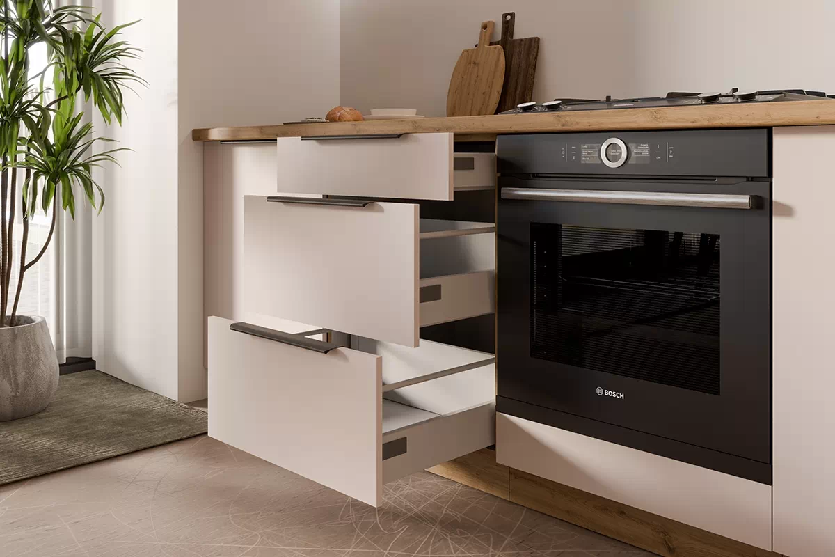 Kuchyňská spodní skříňka Arvani D80 S3 se zásuvkami - kašmír / dub artisan skříňka kuchyňská spodní Arvani D80 S3 z szufladamia - kašmír / dub artisan