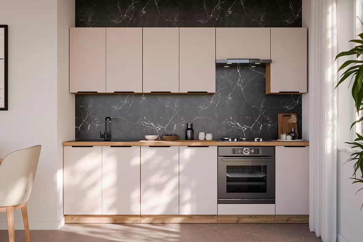 Kuchyňská spodní skříňka Arvani D80 ZL dvoudveřová pod dřez - kašmír / dub artisan skříňka kuchyňská spodní Arvani D80 ZL dvoudveřová pod zlewozmywak - kašmír / dub artisan