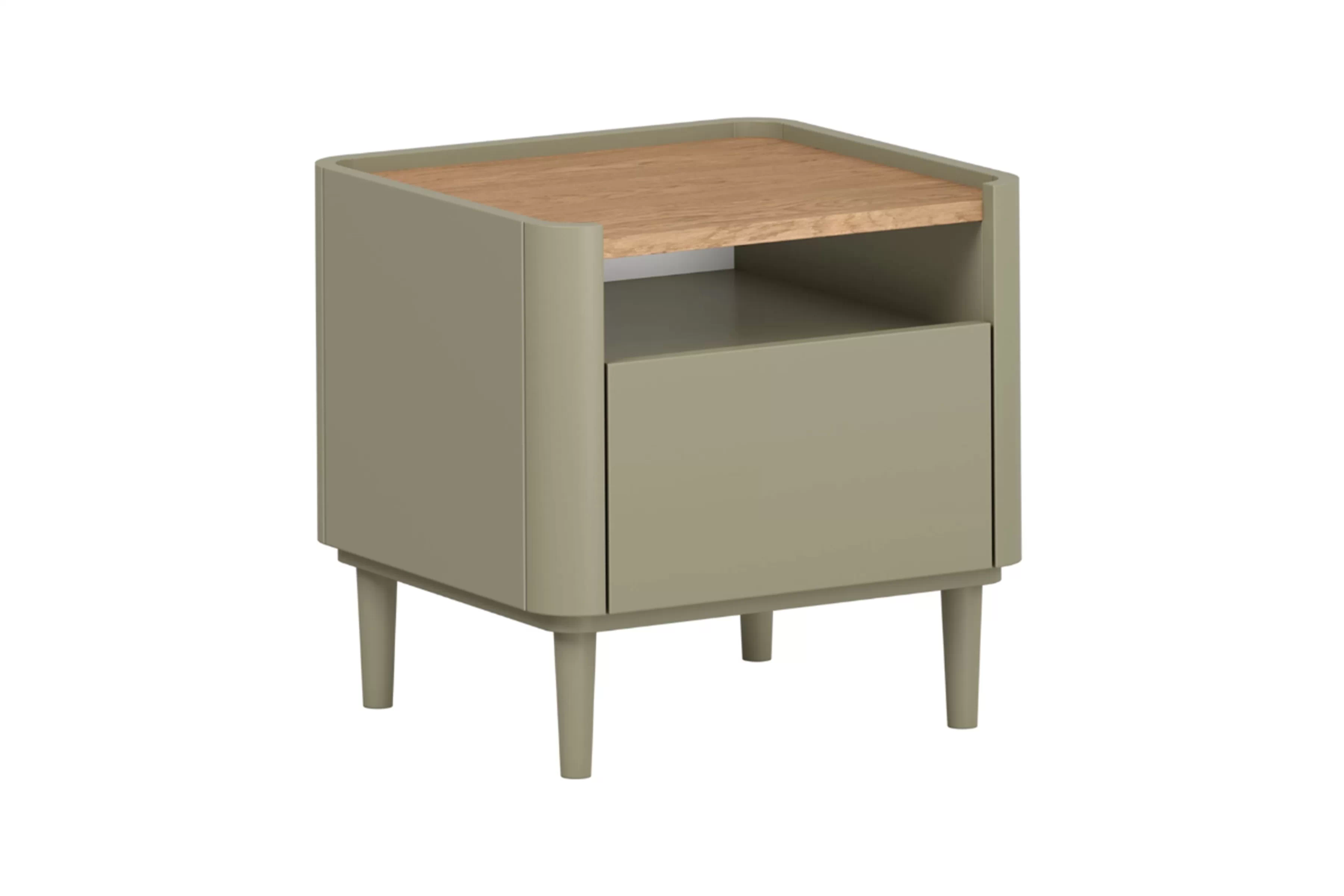 Nočný stolík Elivo 50 cm na nožičkách - eukalyptus / dub baltic dune Nočný Stolík Elivo 50 cm z szuflada na nôžkach - eukaliptus / Dub baltic dune