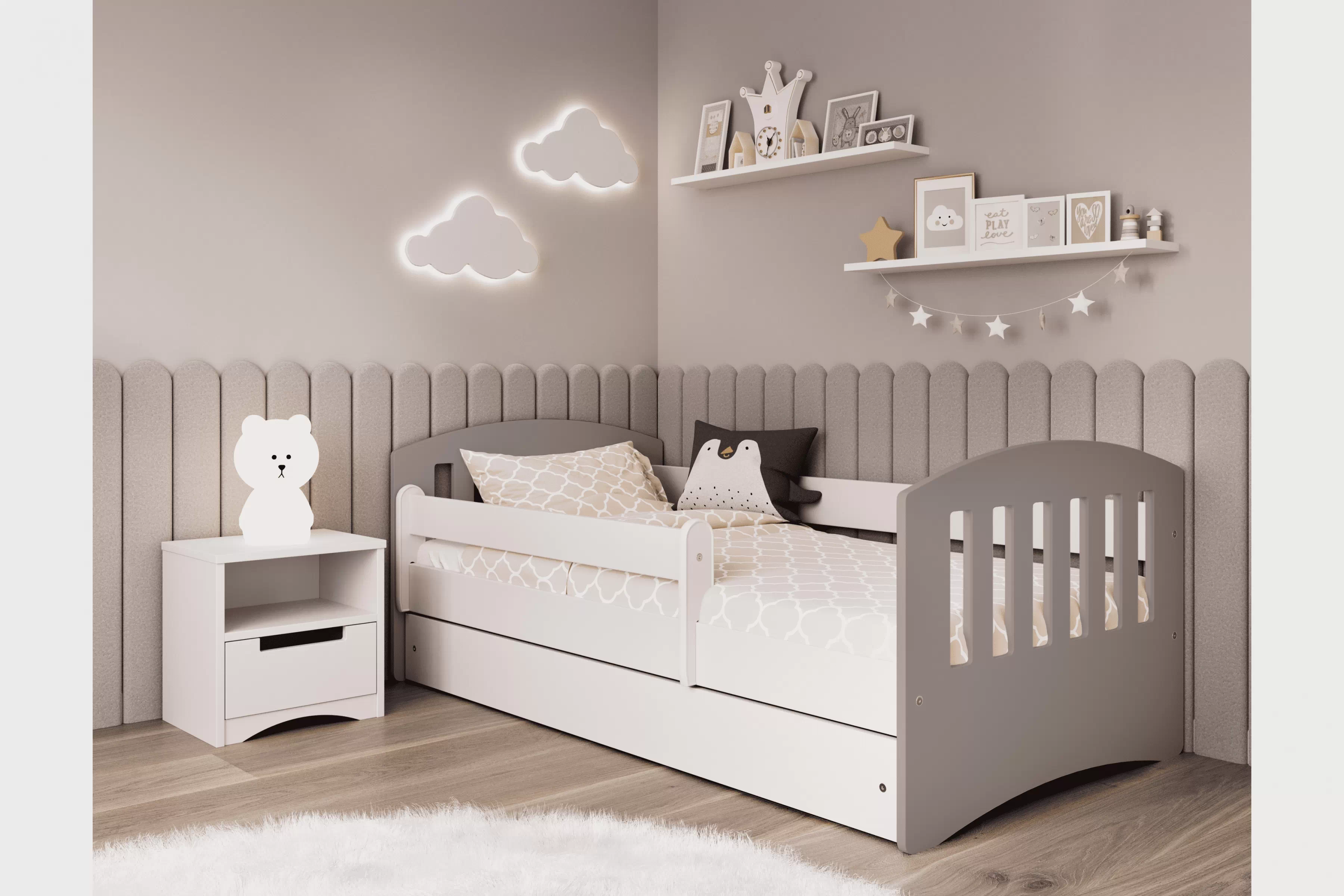 Nočný stolík Guli 40 cm so zásuvkou - biela Nočný Stolík Guli 40 cm z szuflada - Biely