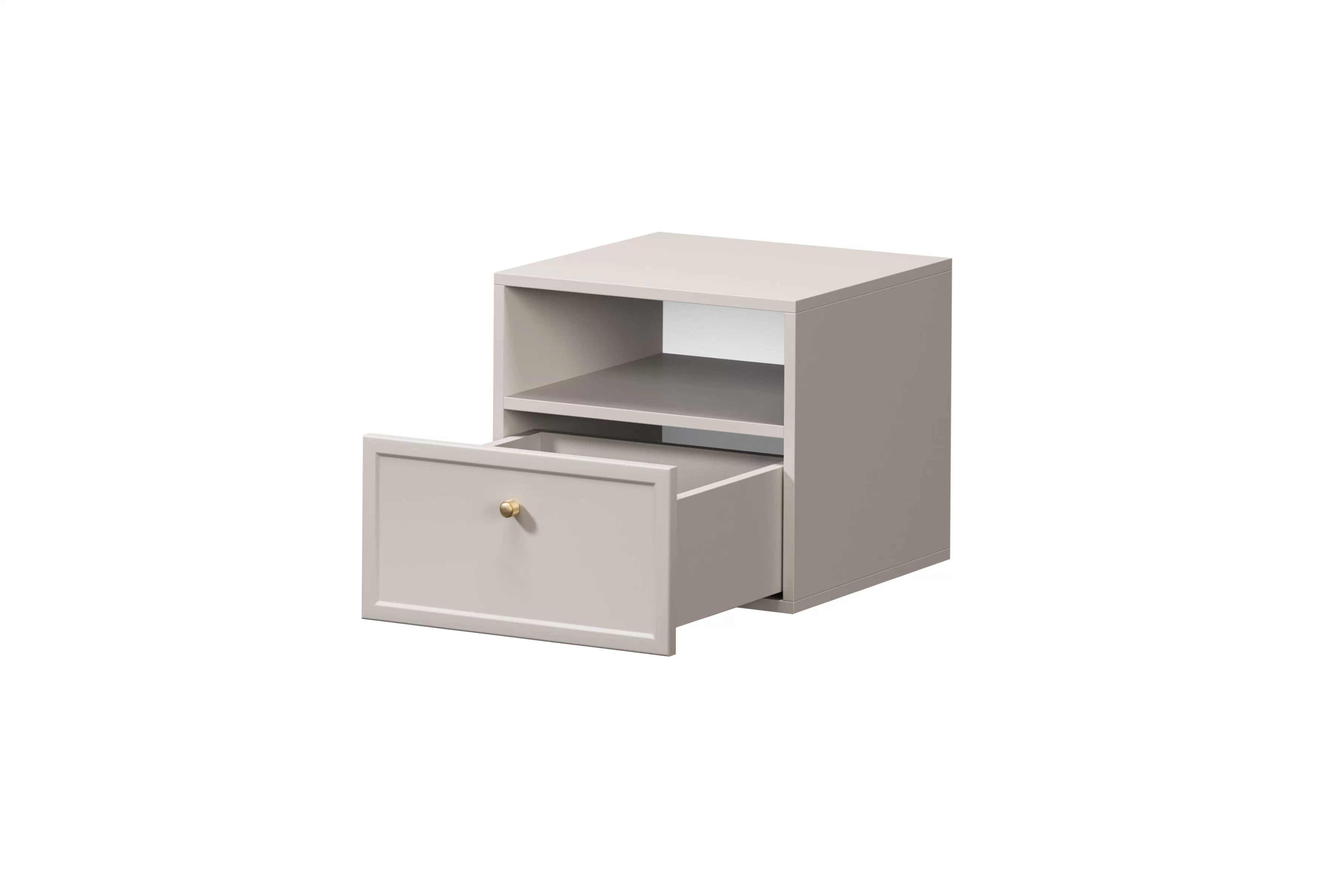 Závesný nočný stolík Lorini 45 cm - kašmírová / zlatá úchytka G Nočný Stolík závesná Lorini z szuflada 45 cm - kašmír / zlaté Úchytka