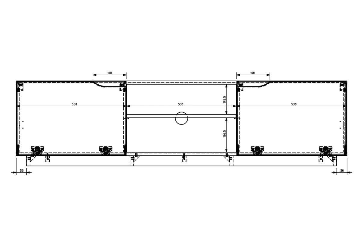 TV stolek Loftia Mini 160 cm - dub artisan / černý mat TV skříňka Loftia Mini - artisan/Černý mat 