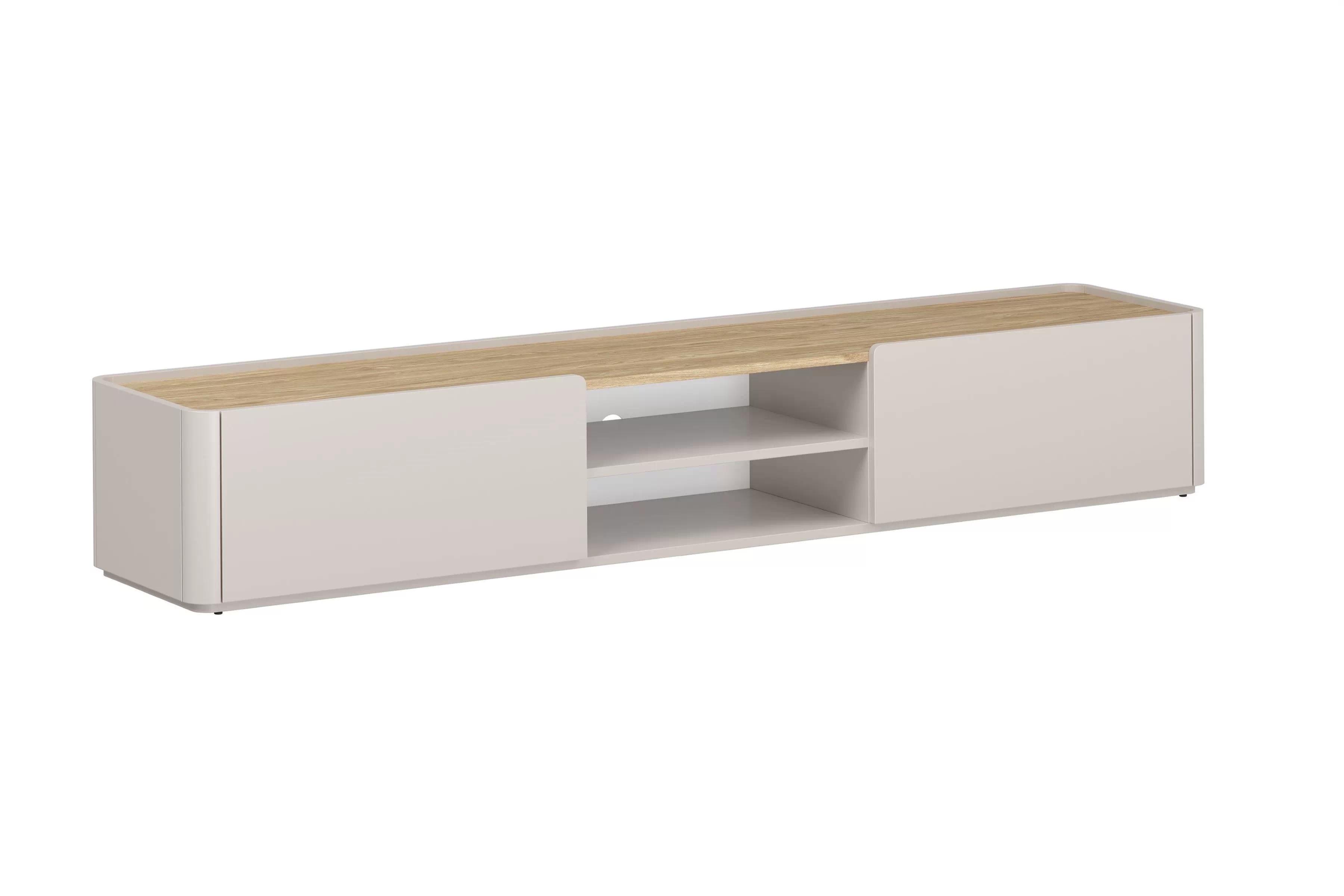 TV stolík Elivo 220 cm so zásuvkou - kašmír / olejovaný dub TV skrinka Elivo 220 cm - kašmír / Dub olejowany