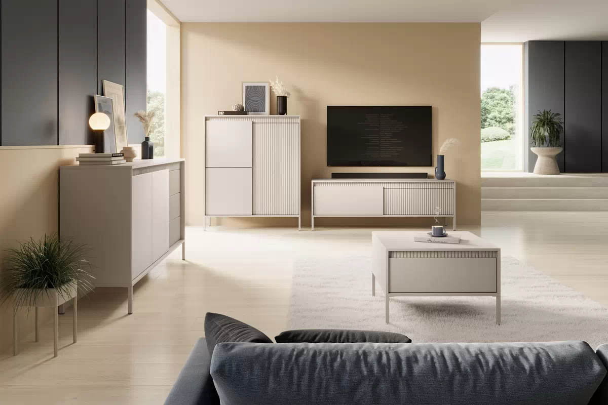 TV stolek Sanos 153 cm - béžový Skříňka RTV Sanos 153 cm - Béžová