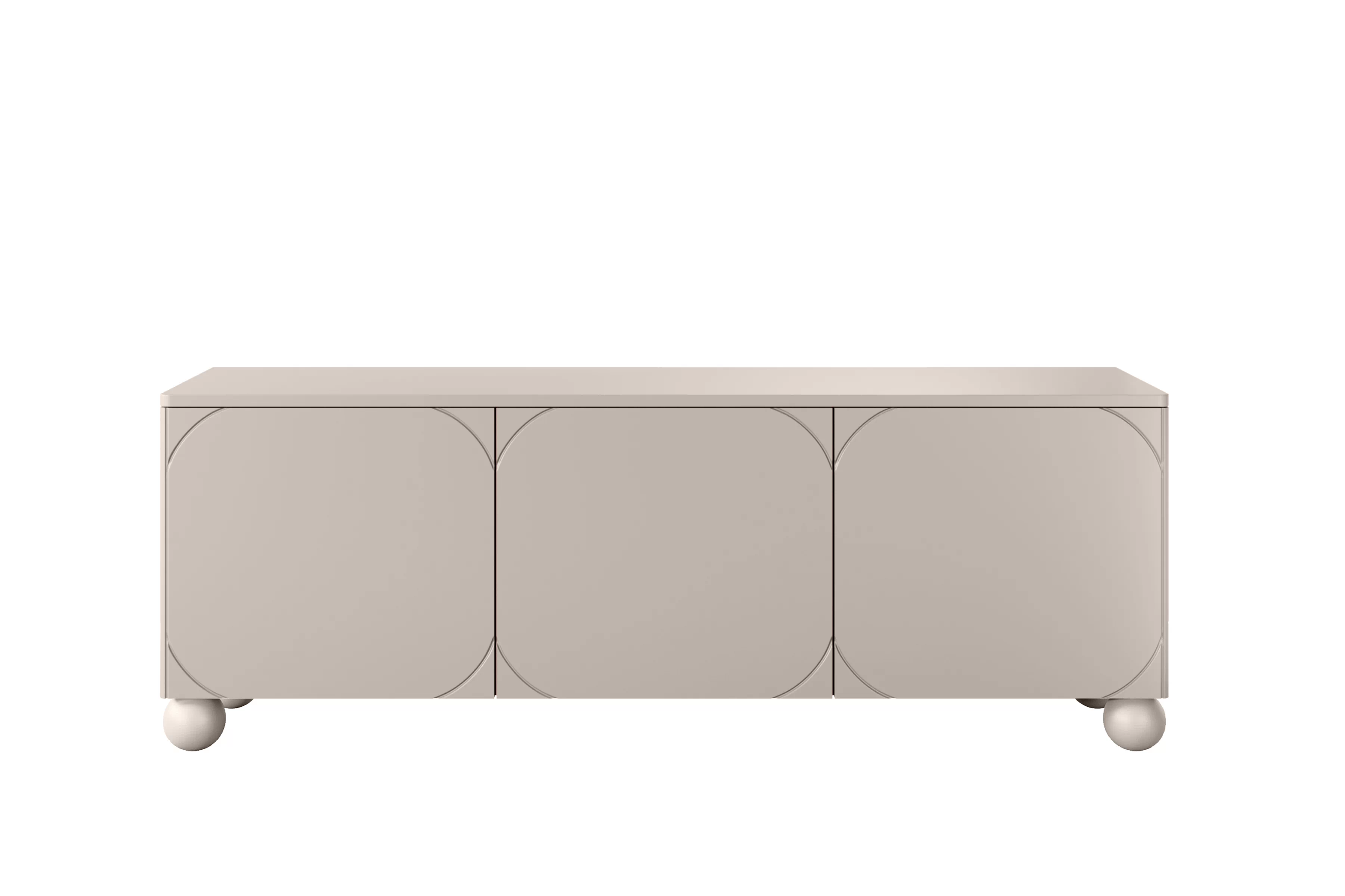 Moderní TV stolek Sonatia II 150 cm na kulatých nožkách - kašmír skříňka RTV třídveřová Sonatia II na nogach kulach 150 cm - kašmír