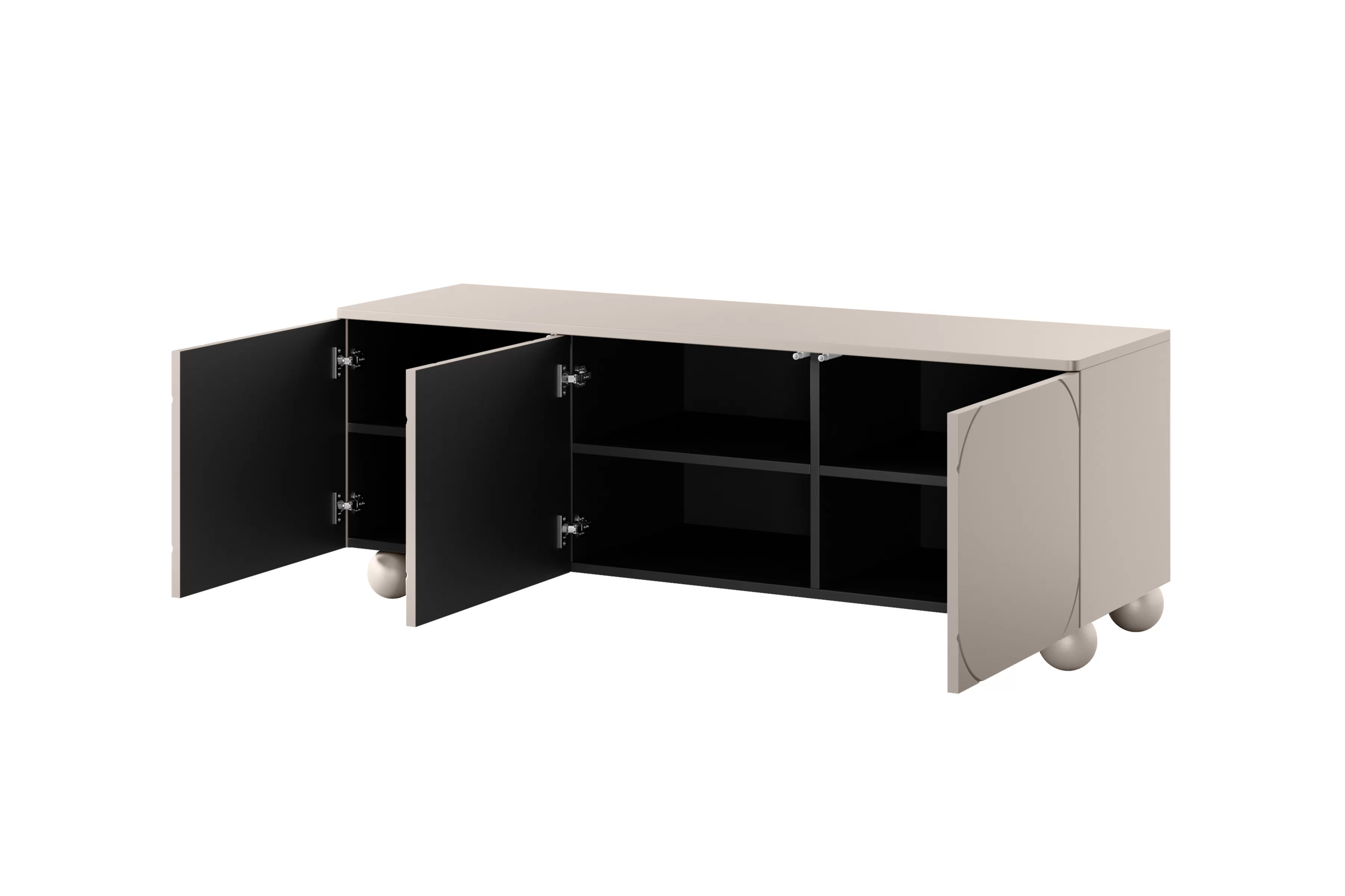 Moderní TV stolek Sonatia II 150 cm na kulatých nožkách - kašmír skříňka RTV třídveřová Sonatia II na nogach kulach 150 cm - kašmír