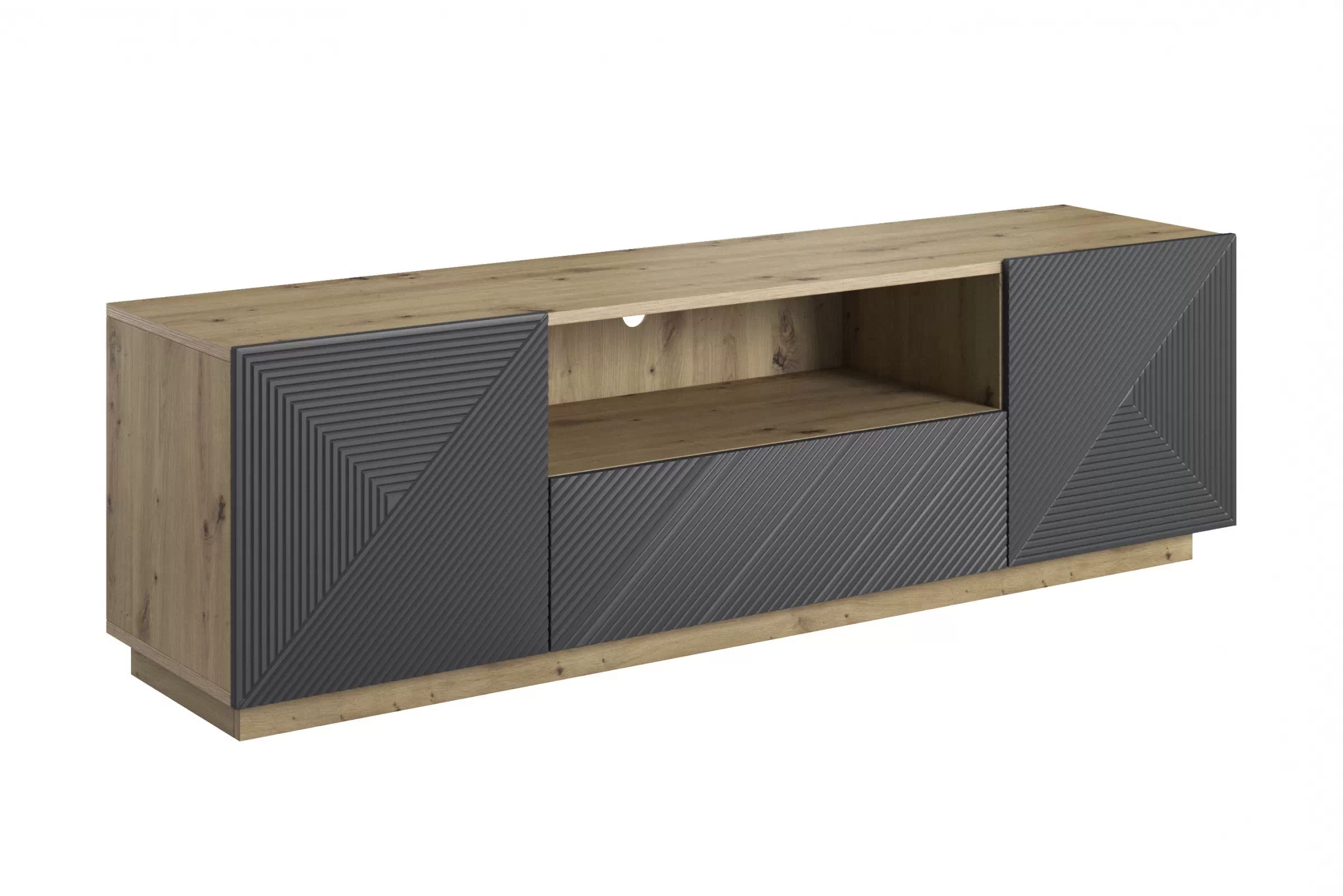 RTV skrinka s zásuvkou Asha 167 cm - dub artisan / matný riviera kameň TV skrinka z szuflada Asha 167 cm - artisan / rivier stone mat