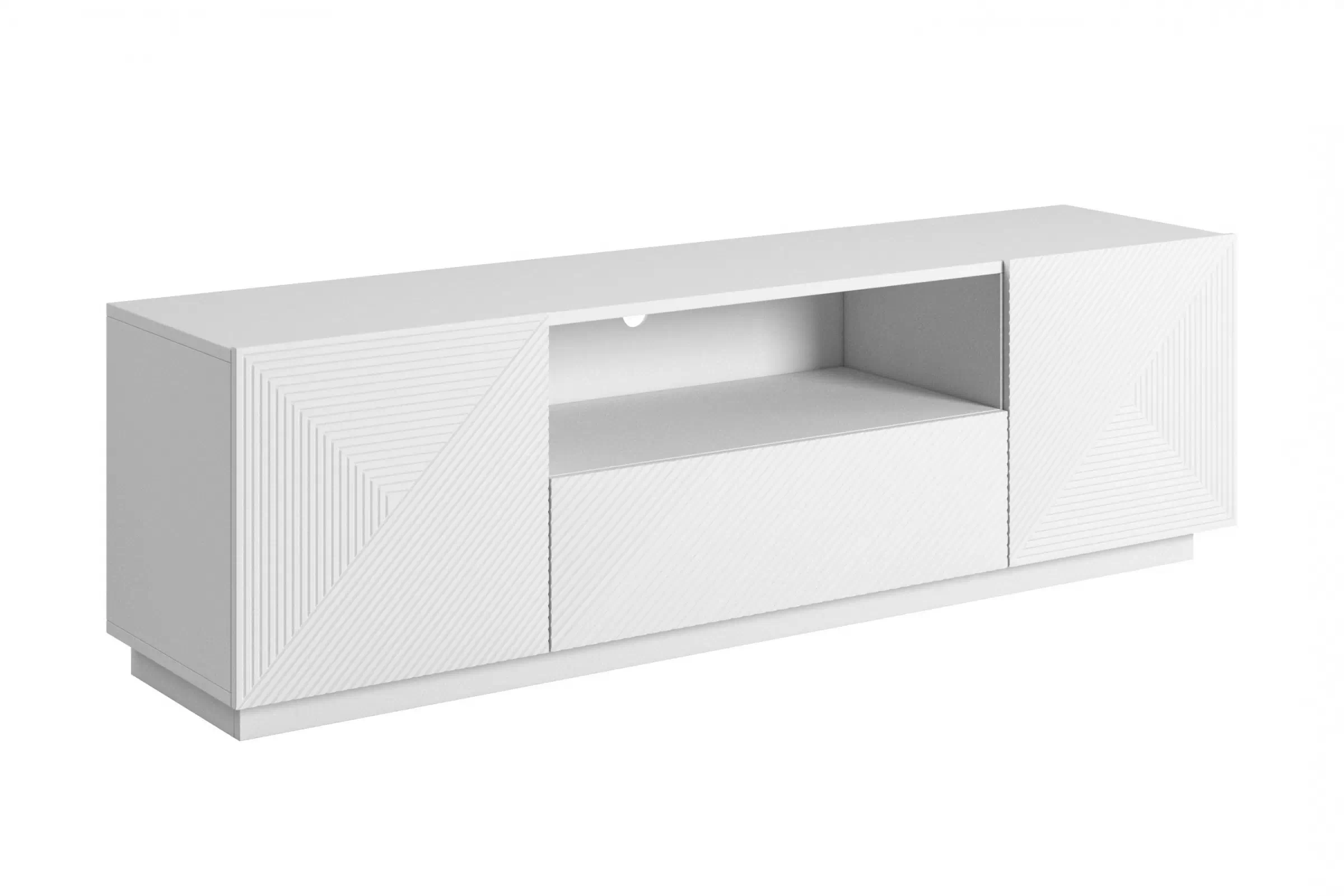 Biela RTV skriňa Asha 167 cm so zásuvkami - matná biela TV skrinka so zásuvkami Asha 167 cm - biely mat