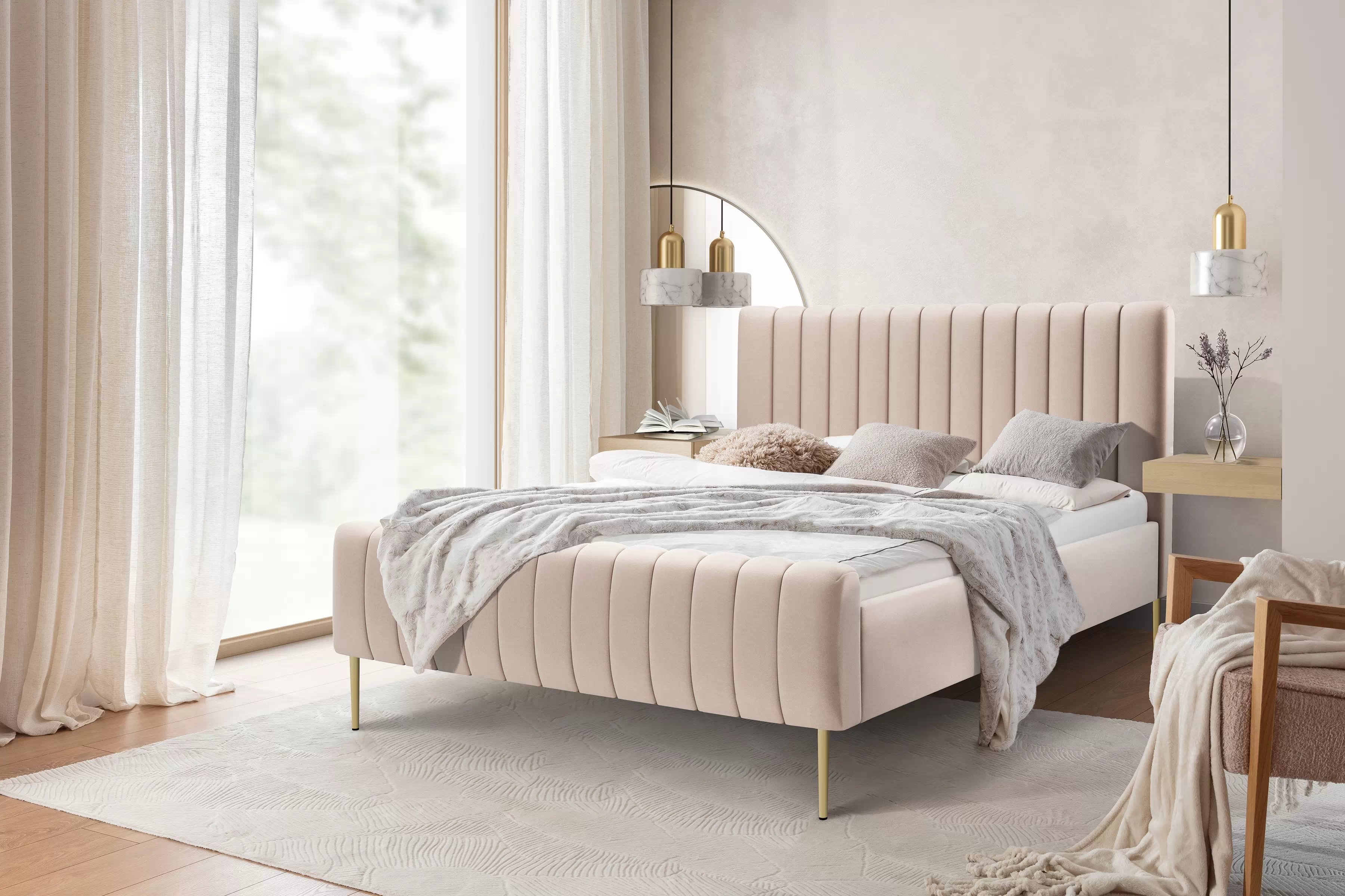 Čalouněná postel Nicole 120x200 - zlaté nožky čalouněné Postel pro ložnice Nicole - 120x200, Nohy zlote