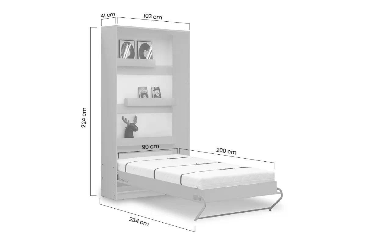 Vertikální sklápěcí postel Loft 90x200 Basic New Elegance - Černý / Dub lancelot Vertikální sklápěcí postel Loft 90x200 Basic New Elegance - Černý / Dub lancelot