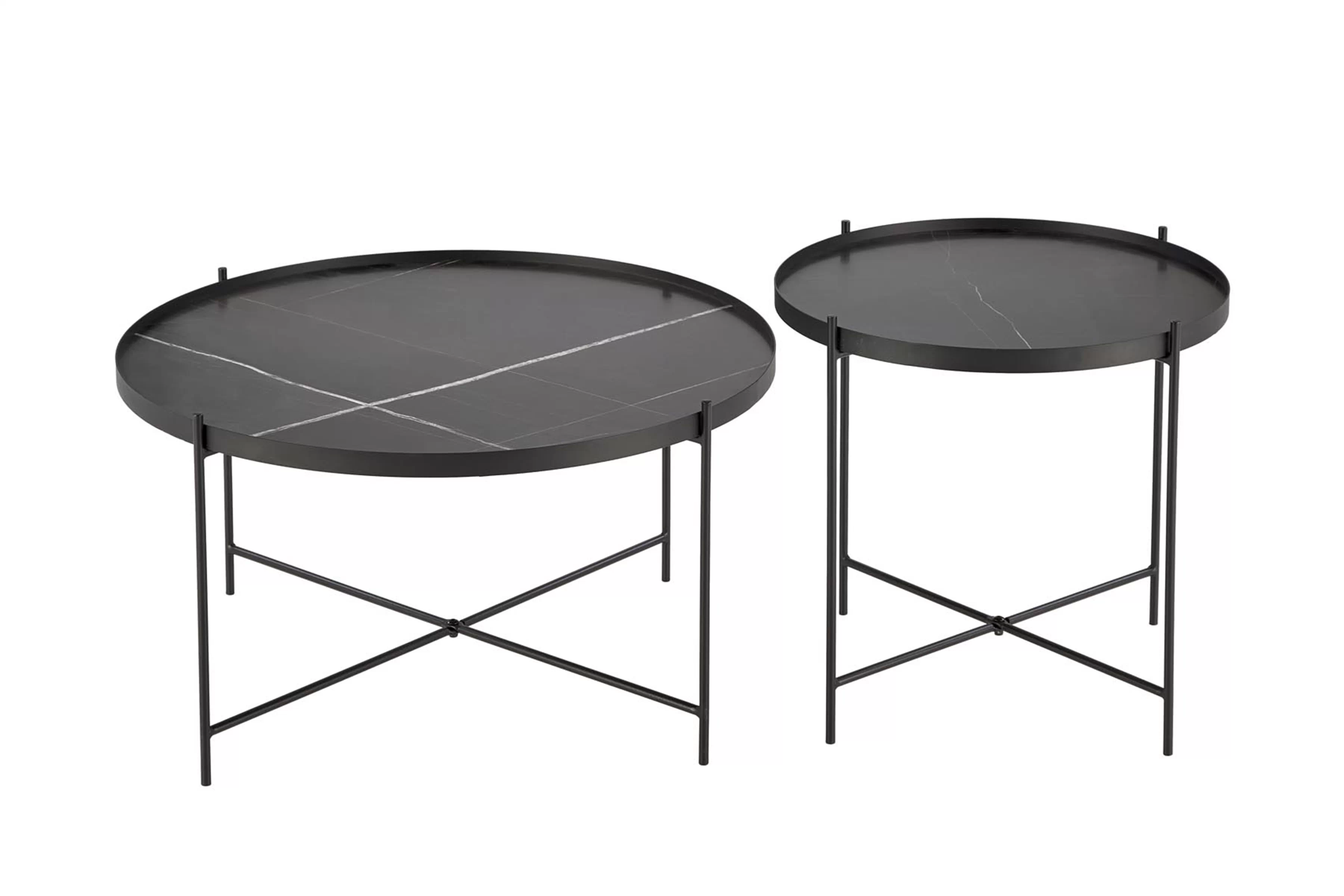 Súprava konferenčných stolíkov Mensa - čierny mramor Komplet Stolíkow kawowych Mensa - Čierny mramor